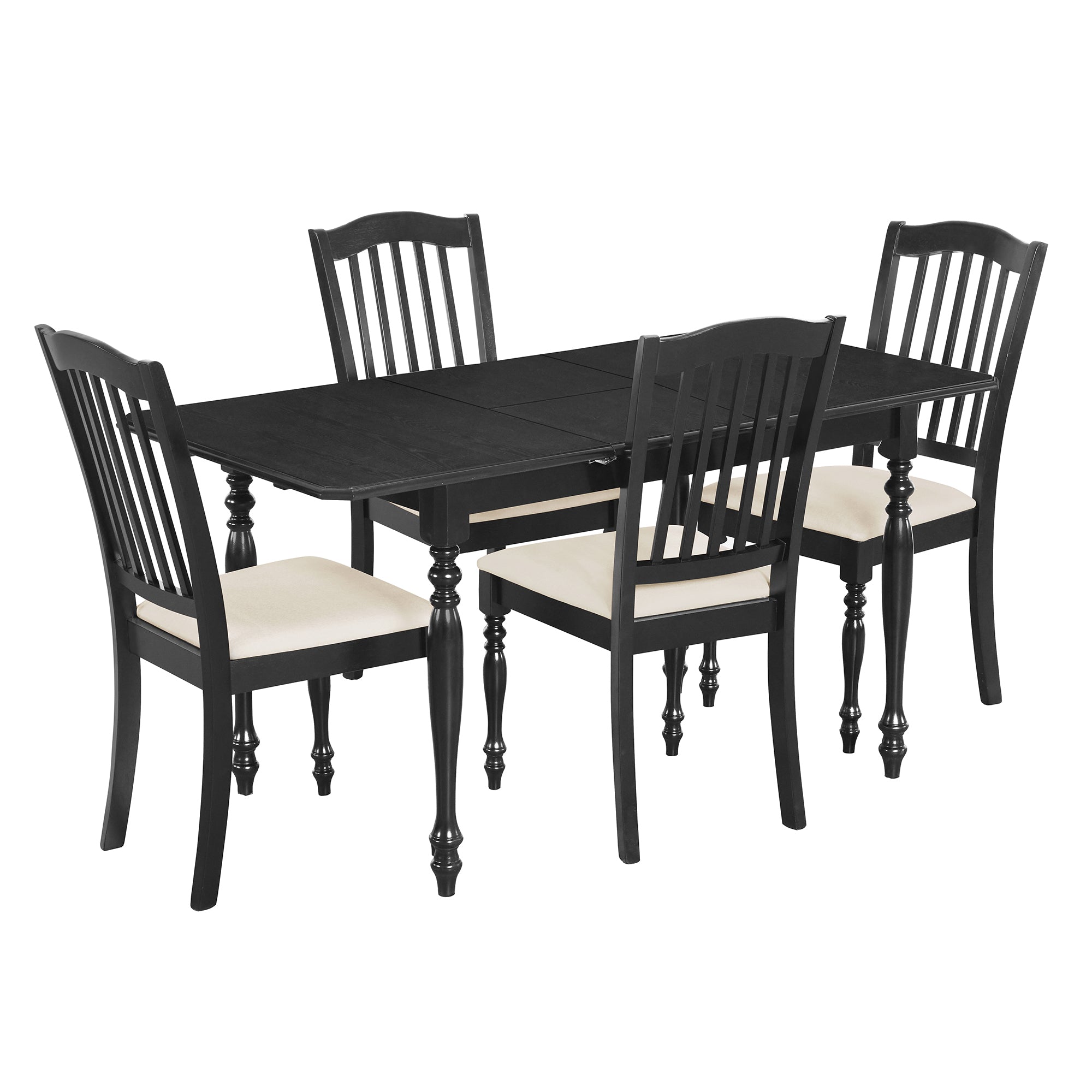 5-Piece Solid Wood Dining Table Set with Table and Four Chairs