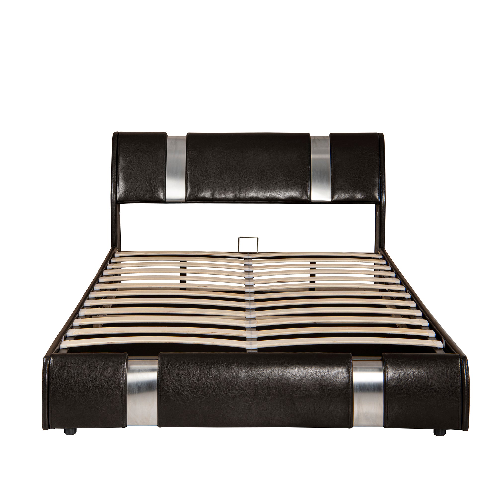  PVC Queen Platform Bed with Hydraulic Storage System