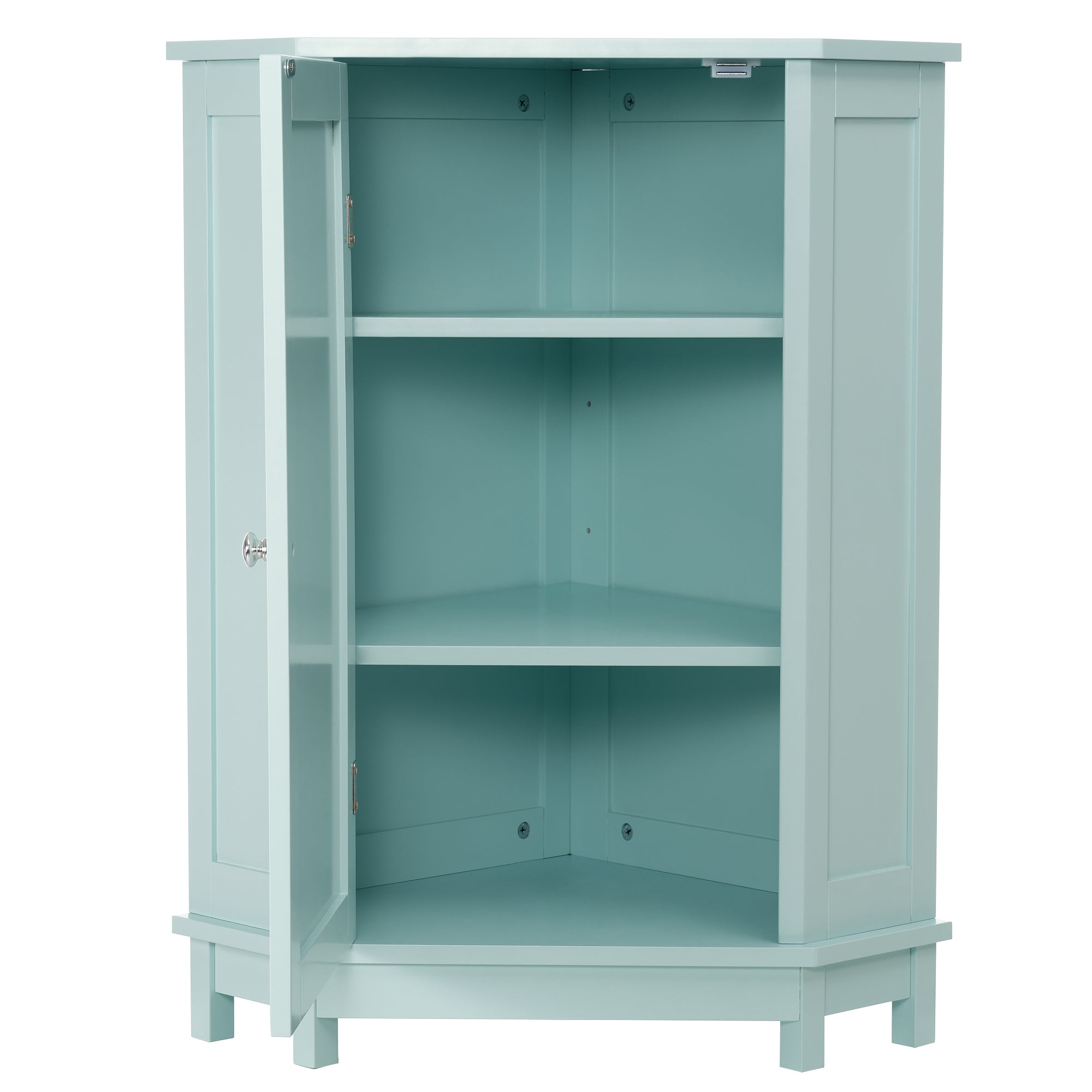32" Wood 2-door Bathroom Corner Cabinet with Adjustable Shelves