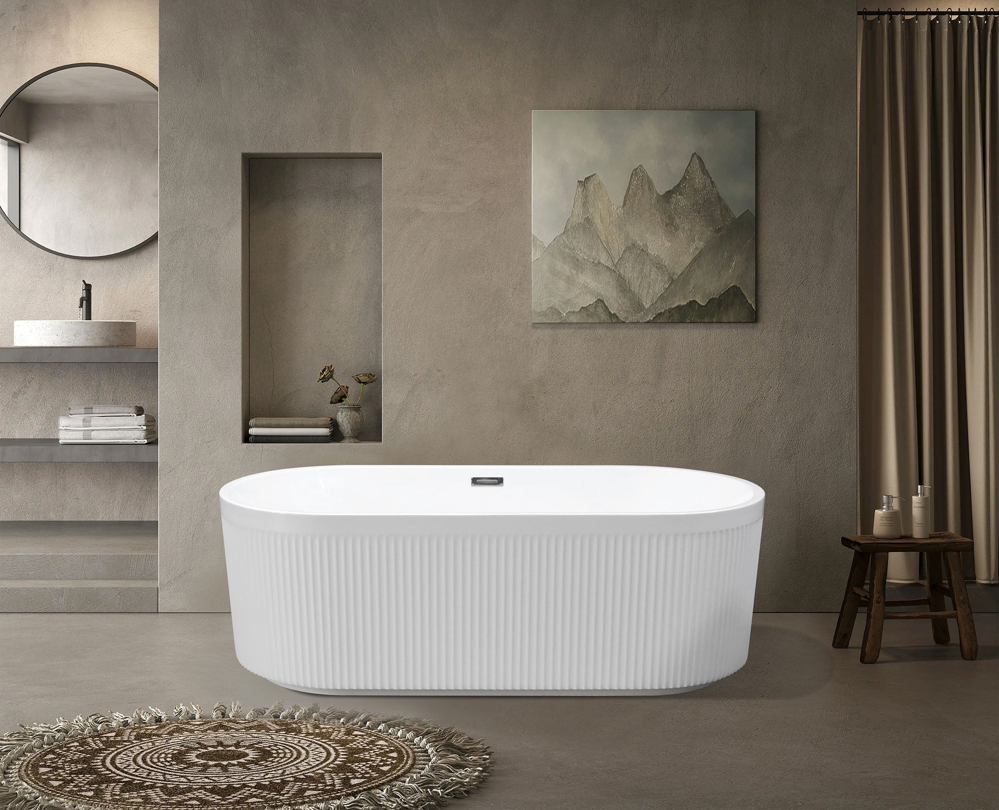 59 in. Acrylic Freestanding Flatbottom Soaking Bathtub