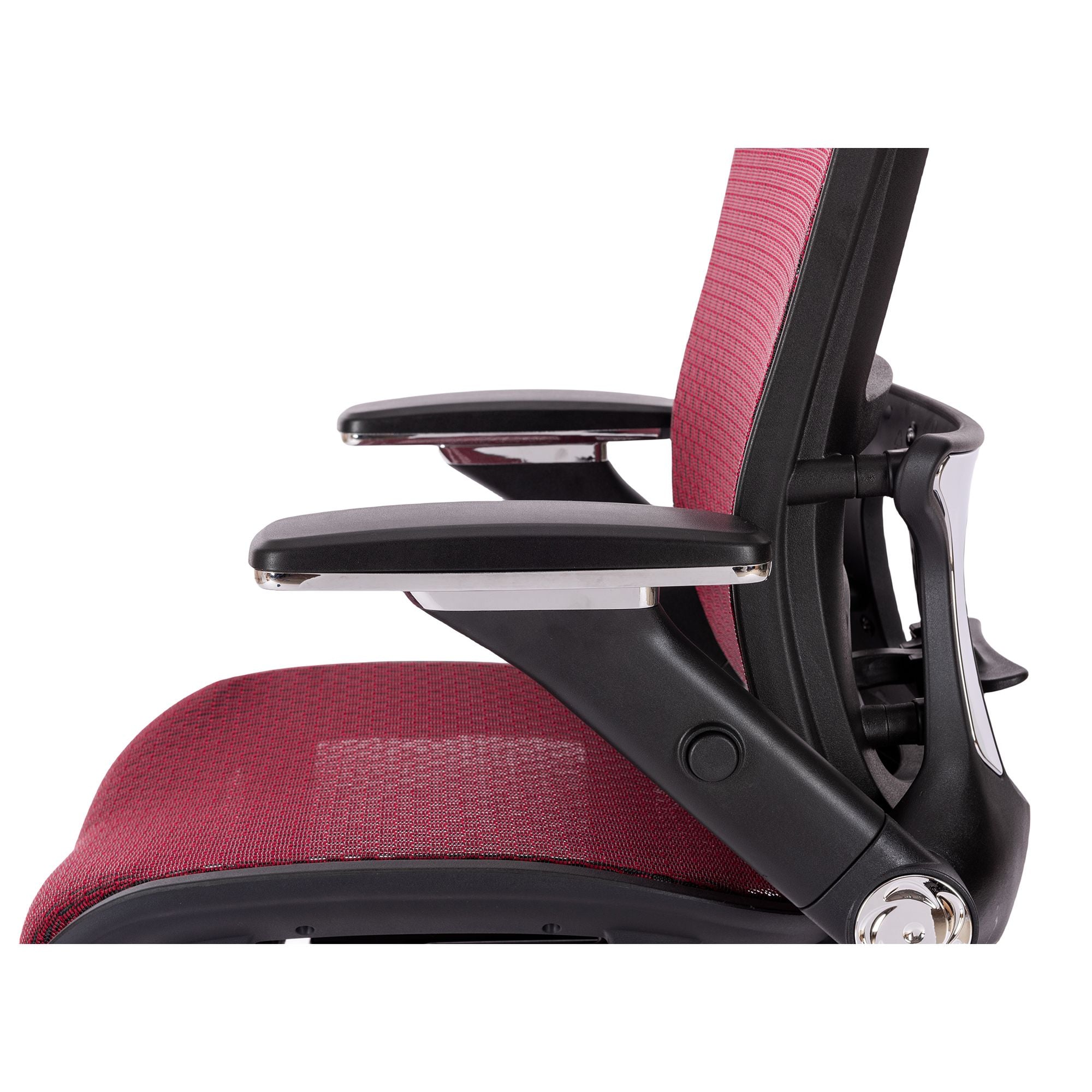 RED Ergonomic Mesh Office Chair, High Back - Adjustable Headrest with Flip-Up Arms, Tilt and lock Function, Lumbar Support and blade Wheels, KD chrome metal legs LJCDSOC-02RE