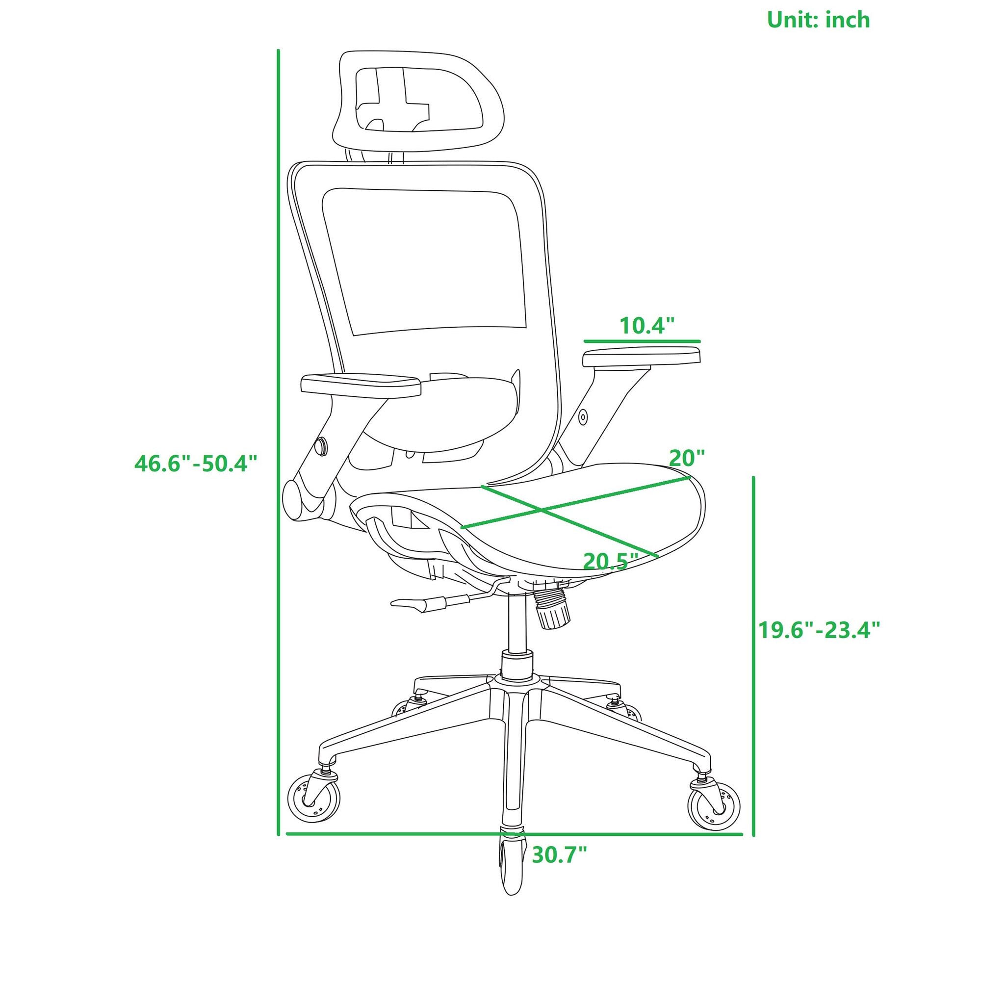 RED Ergonomic Mesh Office Chair, High Back - Adjustable Headrest with Flip-Up Arms, Tilt and lock Function, Lumbar Support and blade Wheels, KD chrome metal legs LJCDSOC-02RE