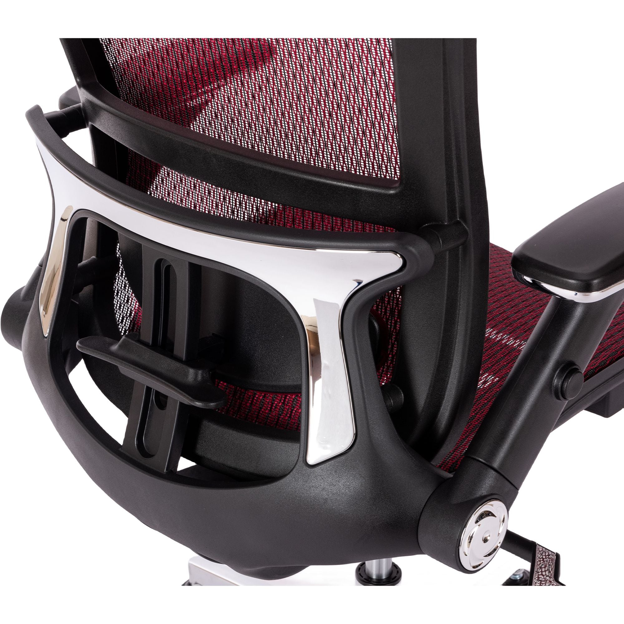 RED Ergonomic Mesh Office Chair, High Back - Adjustable Headrest with Flip-Up Arms, Tilt and lock Function, Lumbar Support and blade Wheels, KD chrome metal legs LJCDSOC-02RE