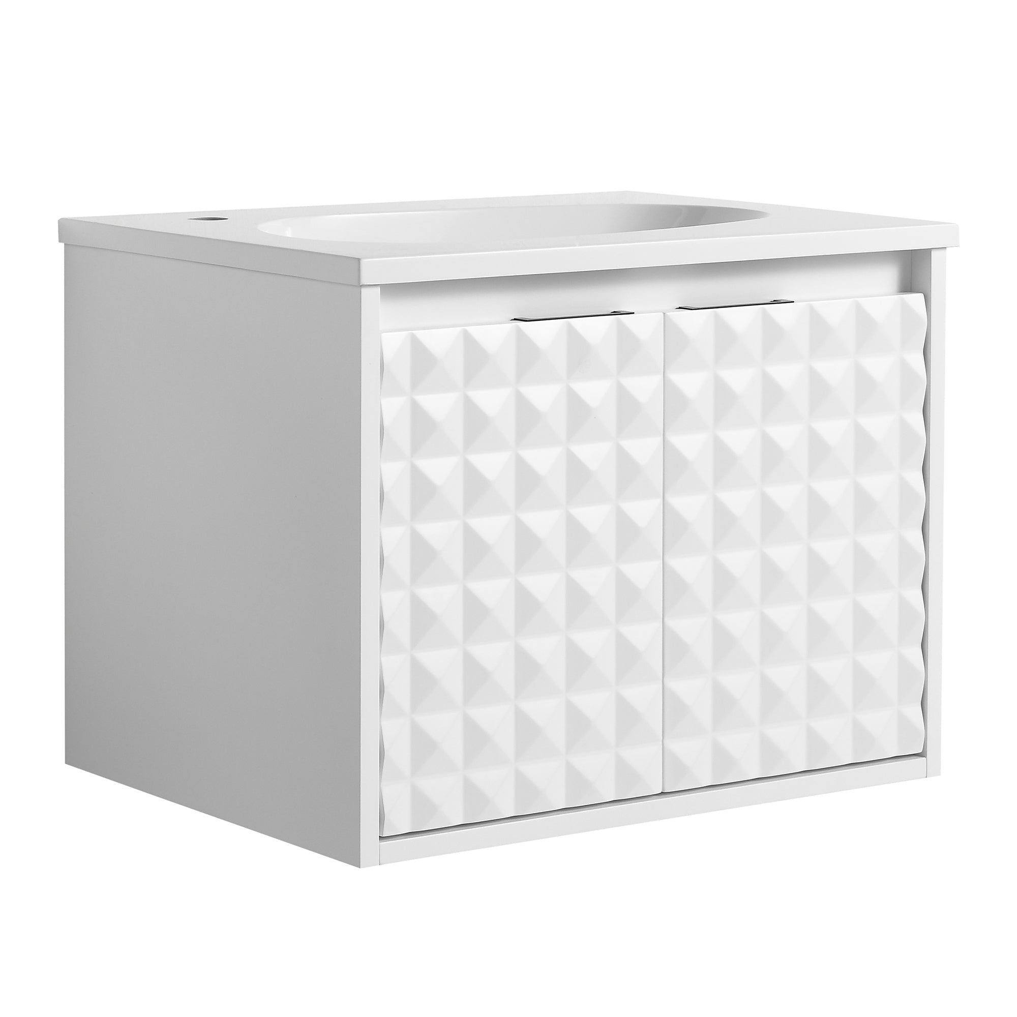 24/48 inch   Wall Mounted Bathroom Vanity Set in White with Integrated Ceramic Sink