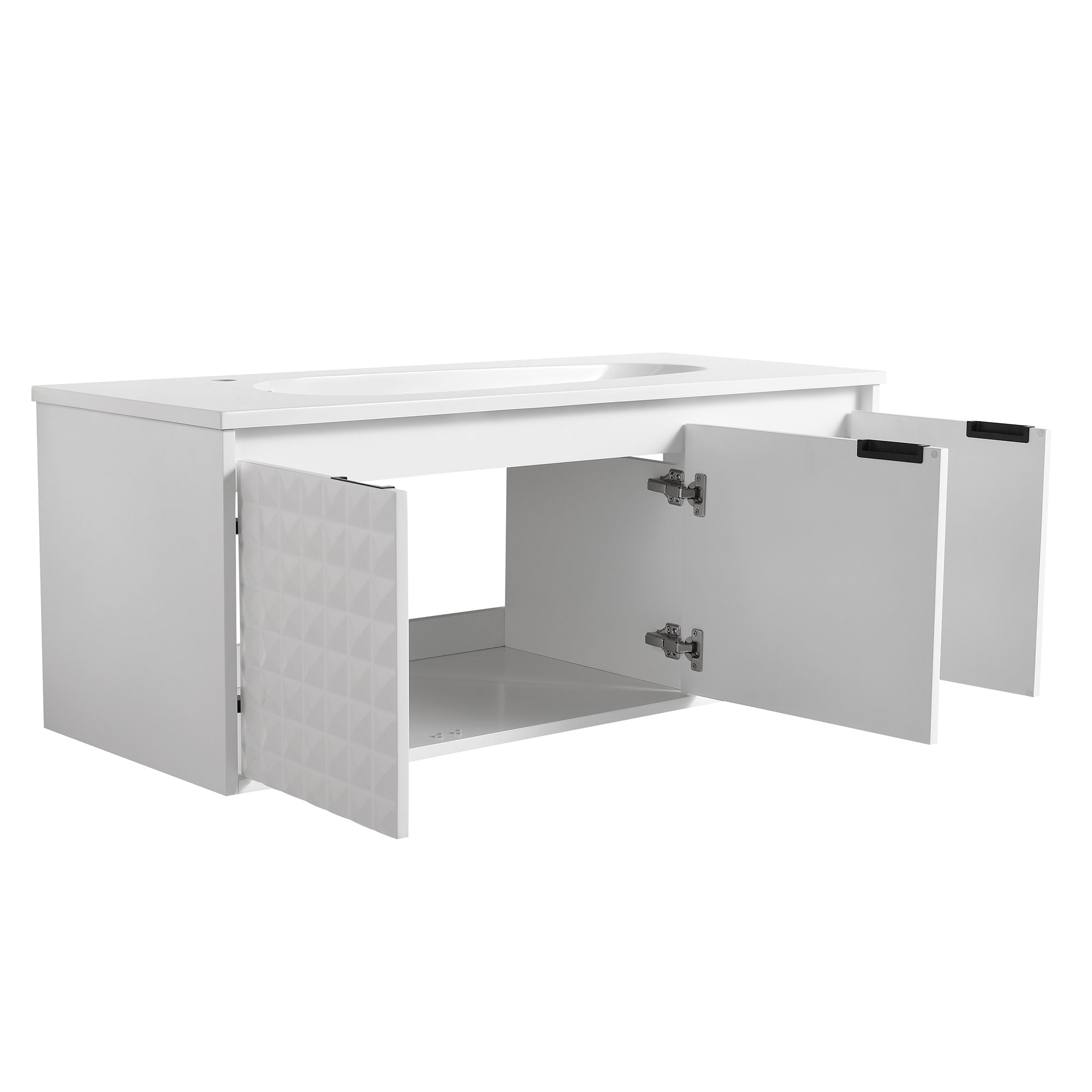 24/48 inch   Wall Mounted Bathroom Vanity Set in White with Integrated Ceramic Sink