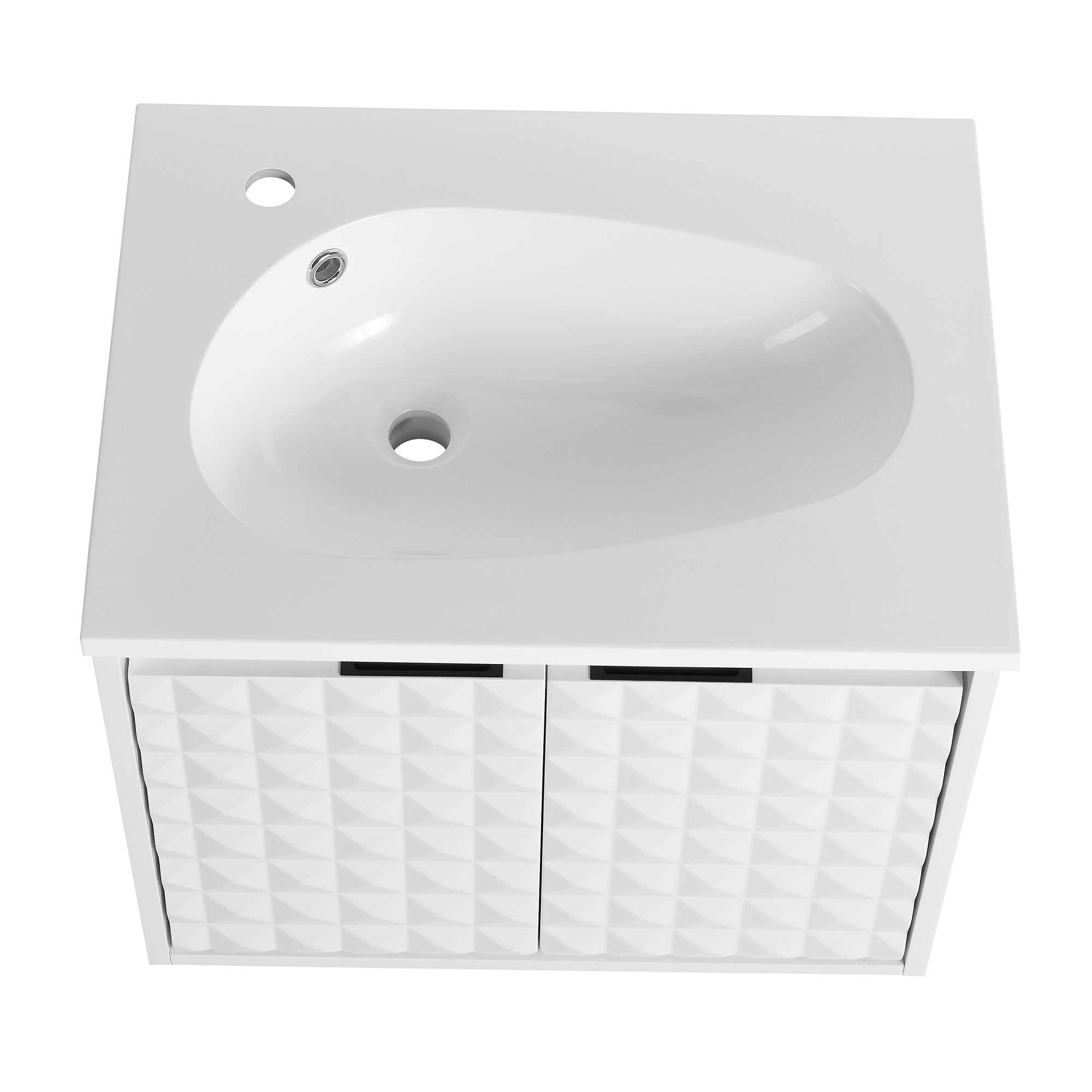 24/48 inch   Wall Mounted Bathroom Vanity Set in White with Integrated Ceramic Sink
