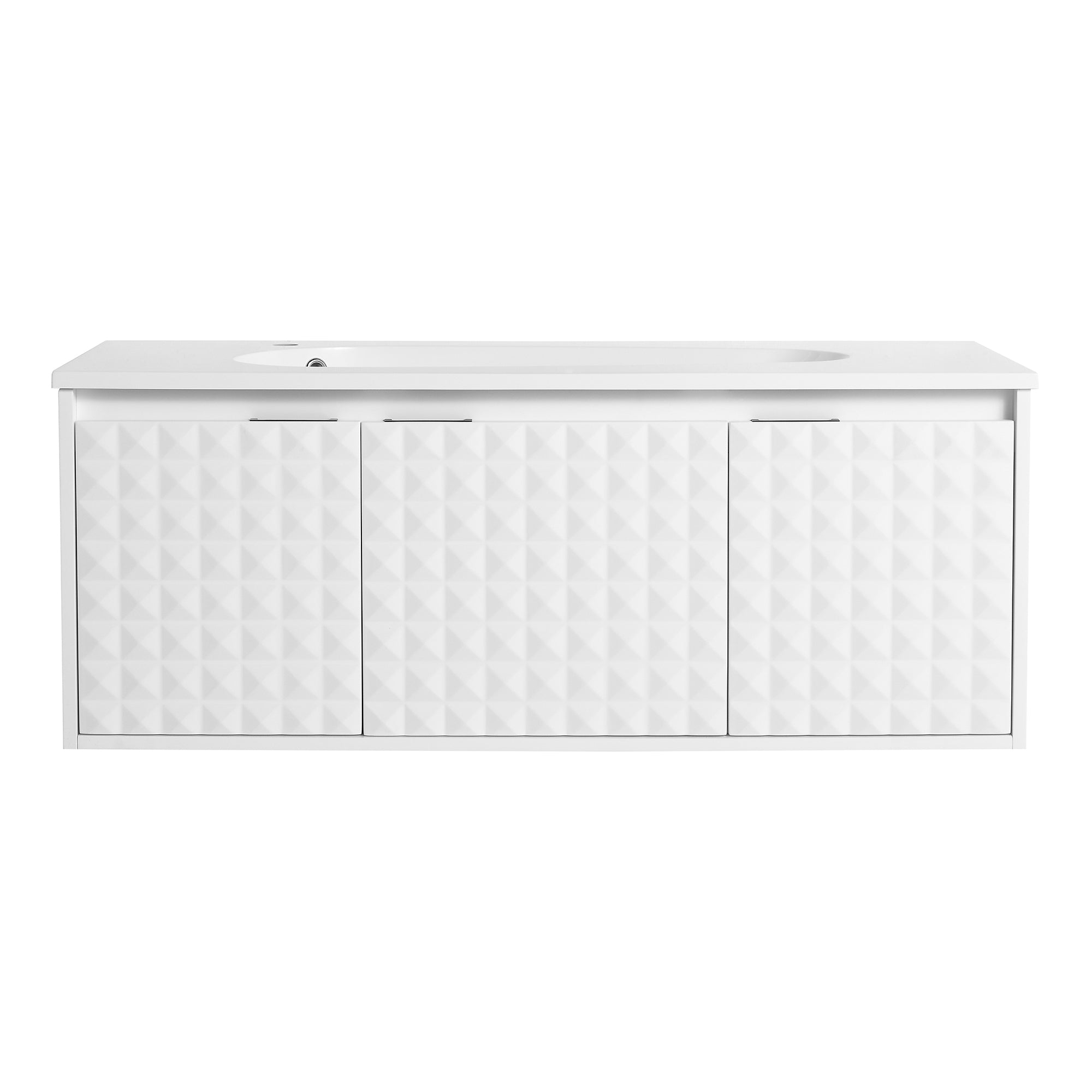 24/48 inch   Wall Mounted Bathroom Vanity Set in White with Integrated Ceramic Sink