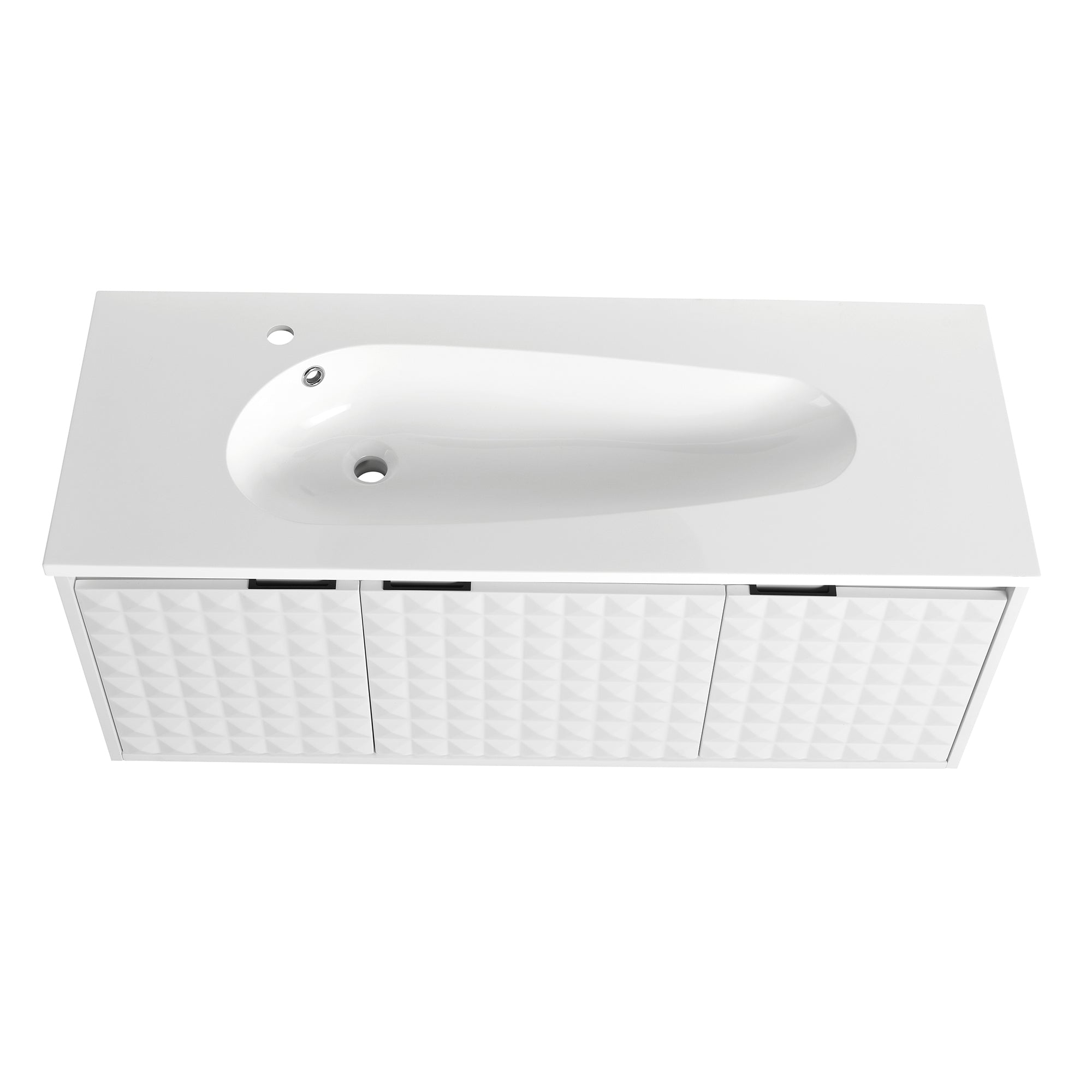 24/48 inch   Wall Mounted Bathroom Vanity Set in White with Integrated Ceramic Sink