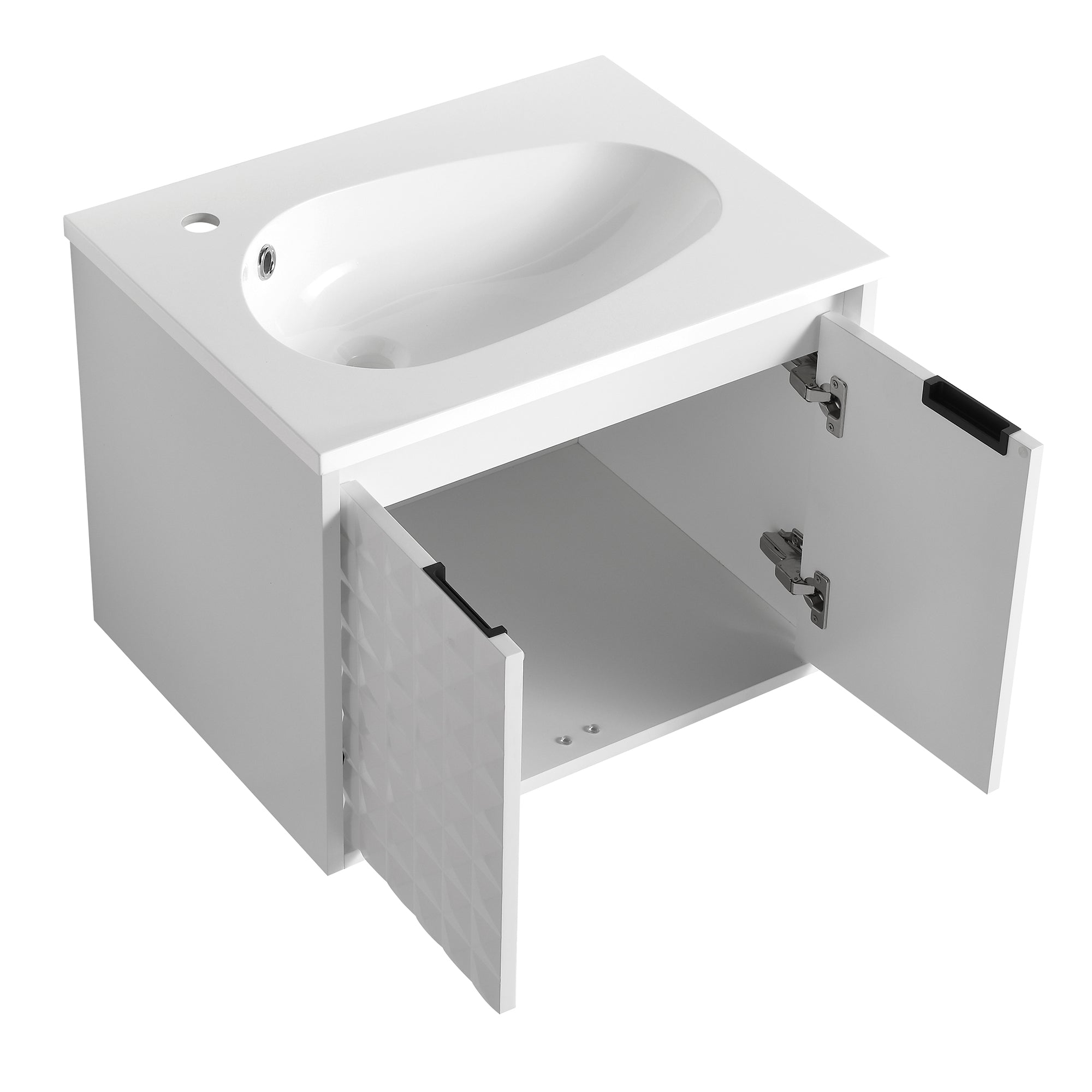 24/48 inch   Wall Mounted Bathroom Vanity Set in White with Integrated Ceramic Sink