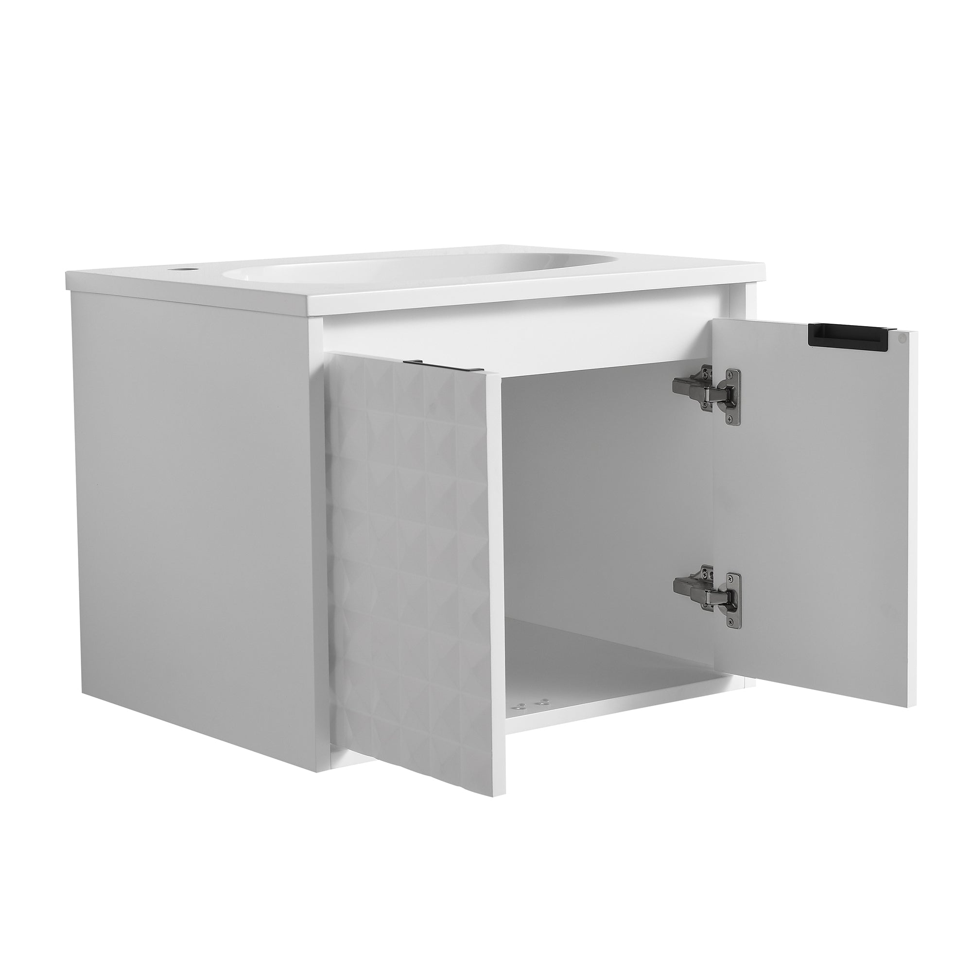 24/48 inch   Wall Mounted Bathroom Vanity Set in White with Integrated Ceramic Sink