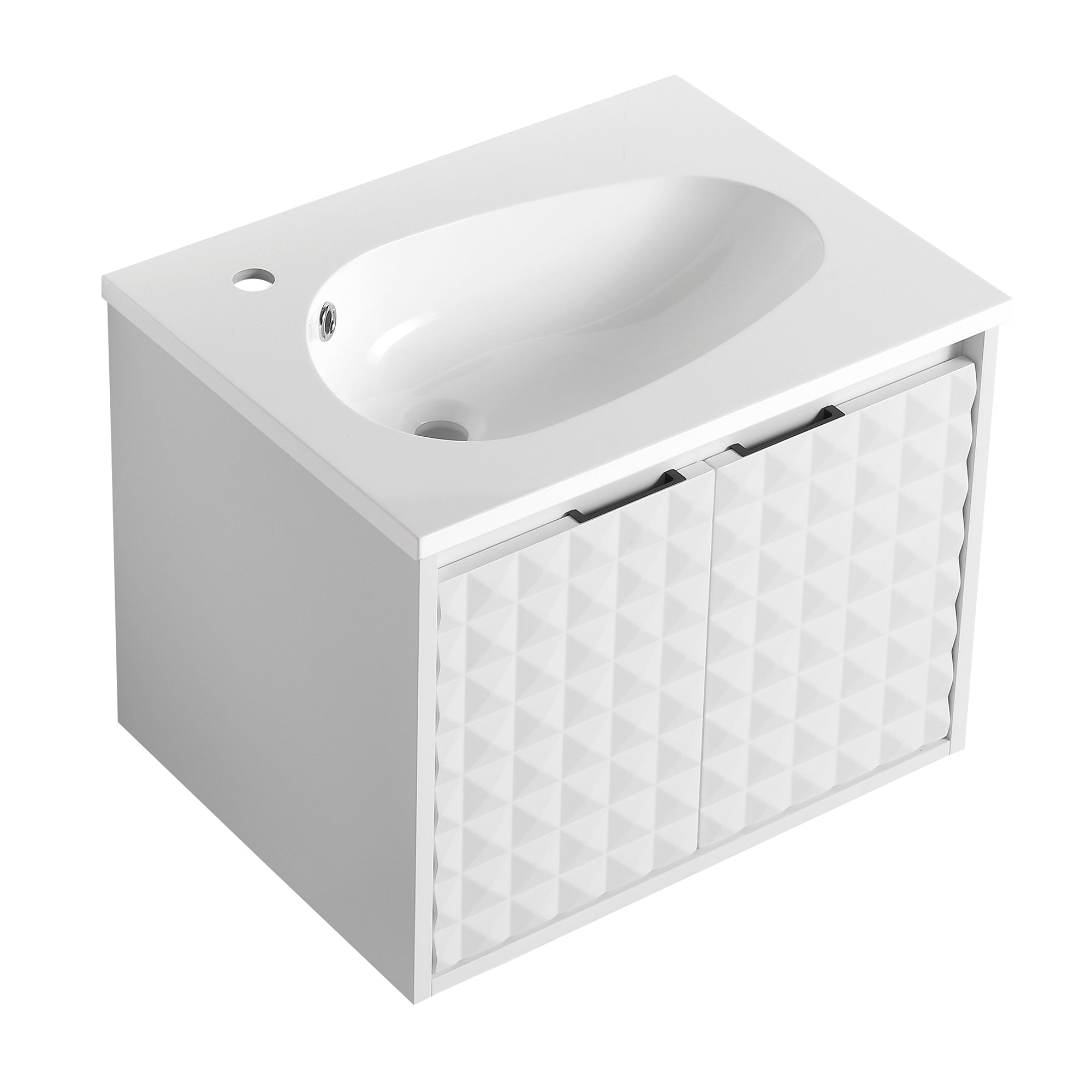 24/48 inch   Wall Mounted Bathroom Vanity Set in White with Integrated Ceramic Sink
