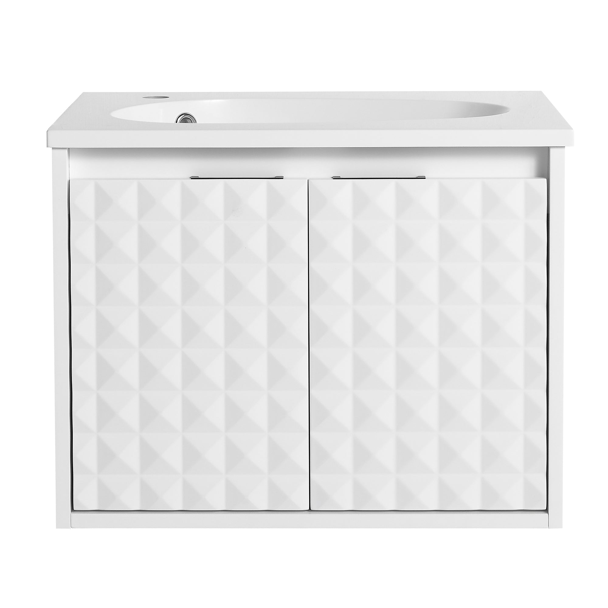 24/48 inch   Wall Mounted Bathroom Vanity Set in White with Integrated Ceramic Sink
