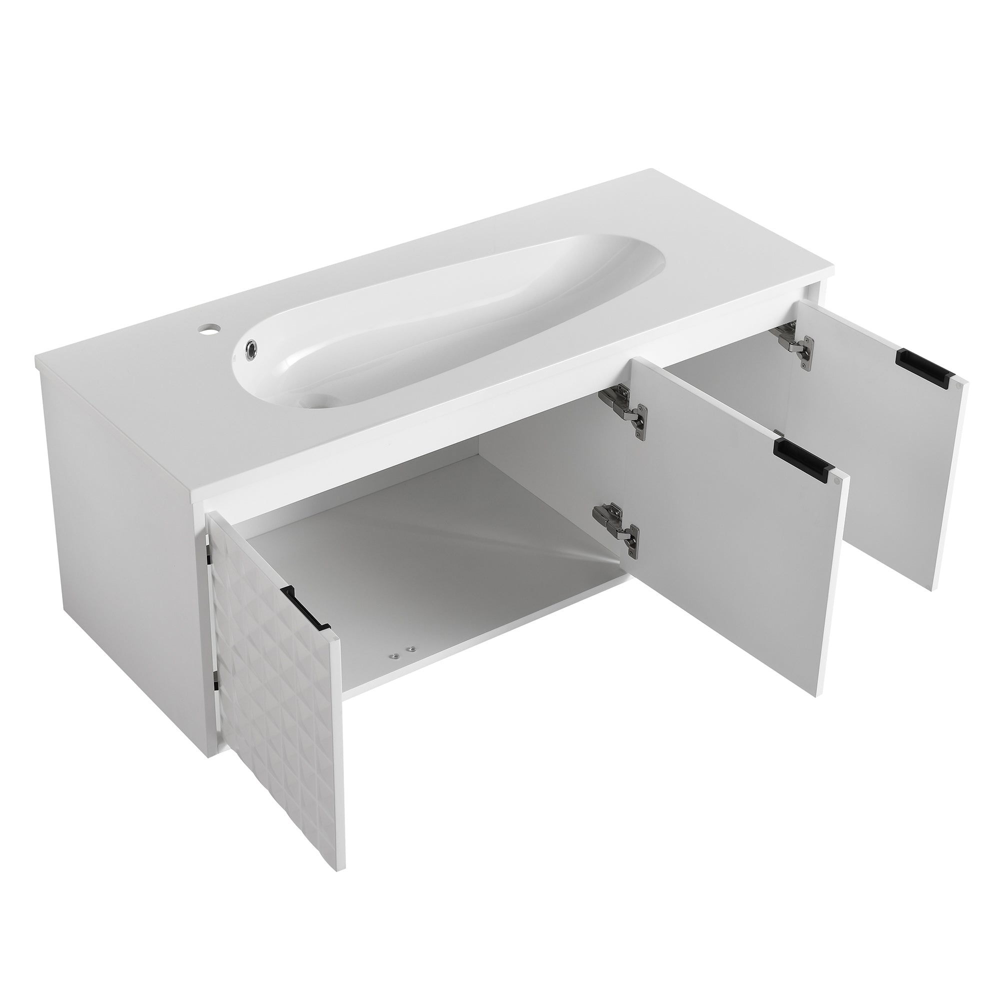 24/48 inch   Wall Mounted Bathroom Vanity Set in White with Integrated Ceramic Sink