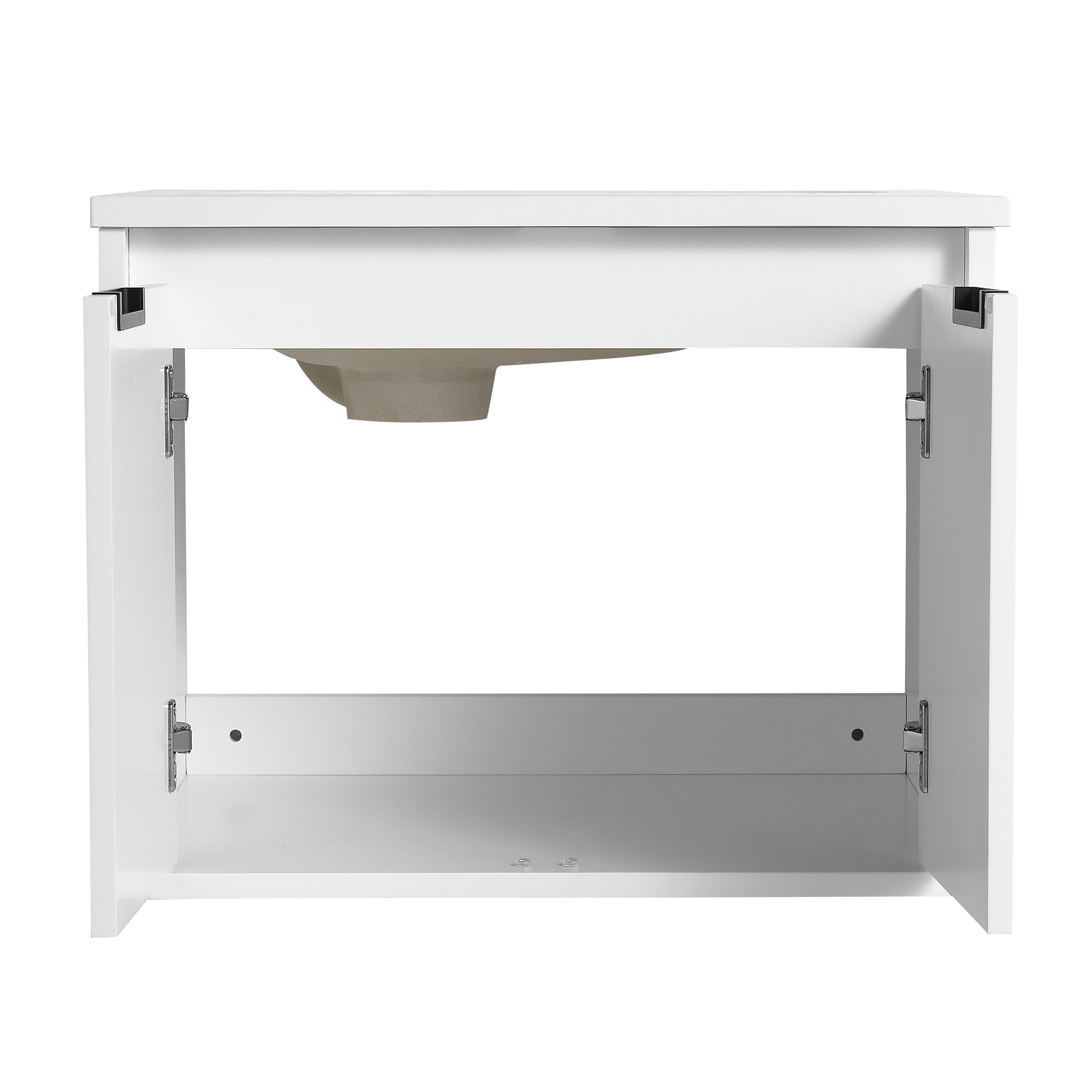 24/48 inch   Wall Mounted Bathroom Vanity Set in White with Integrated Ceramic Sink