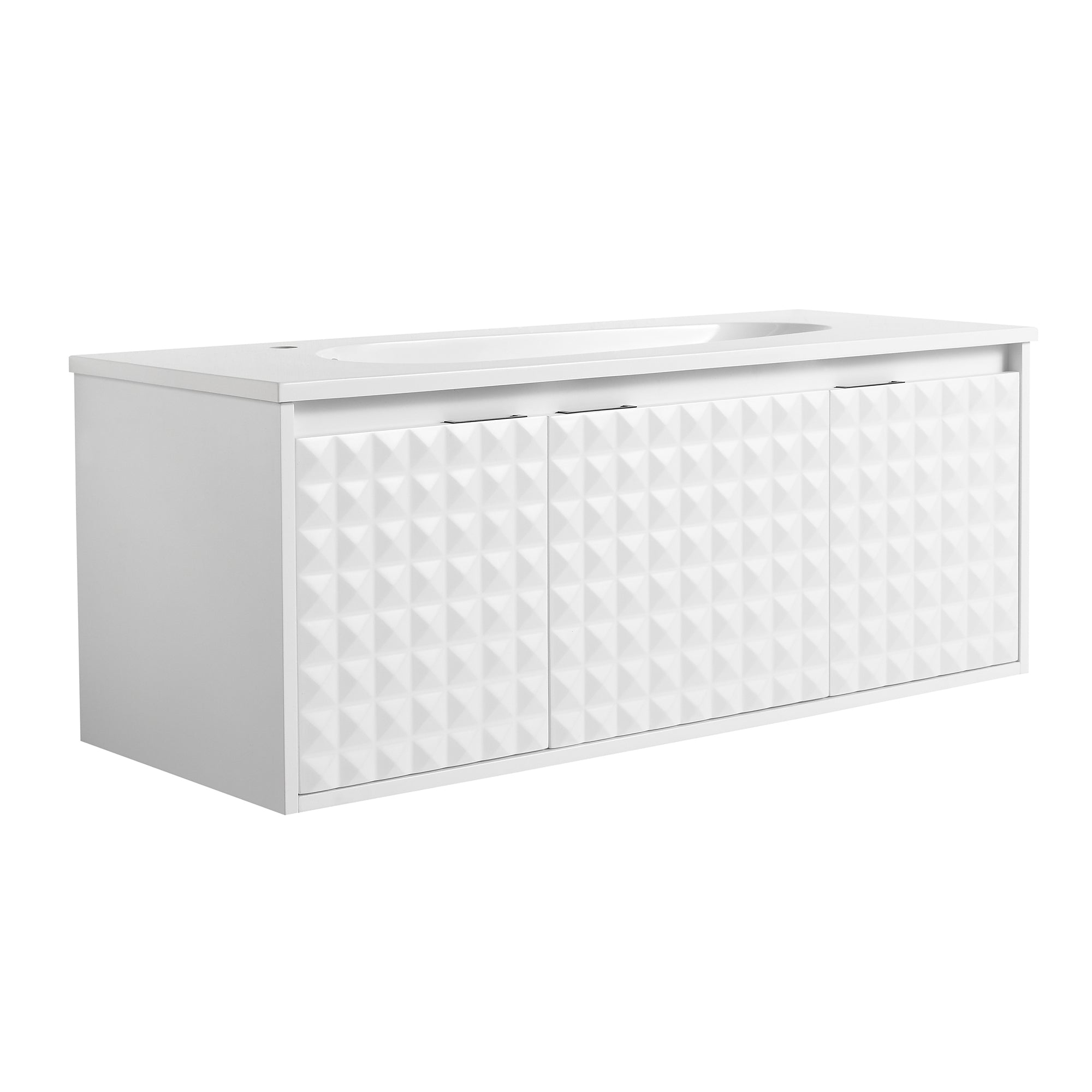 24/48 inch   Wall Mounted Bathroom Vanity Set in White with Integrated Ceramic Sink