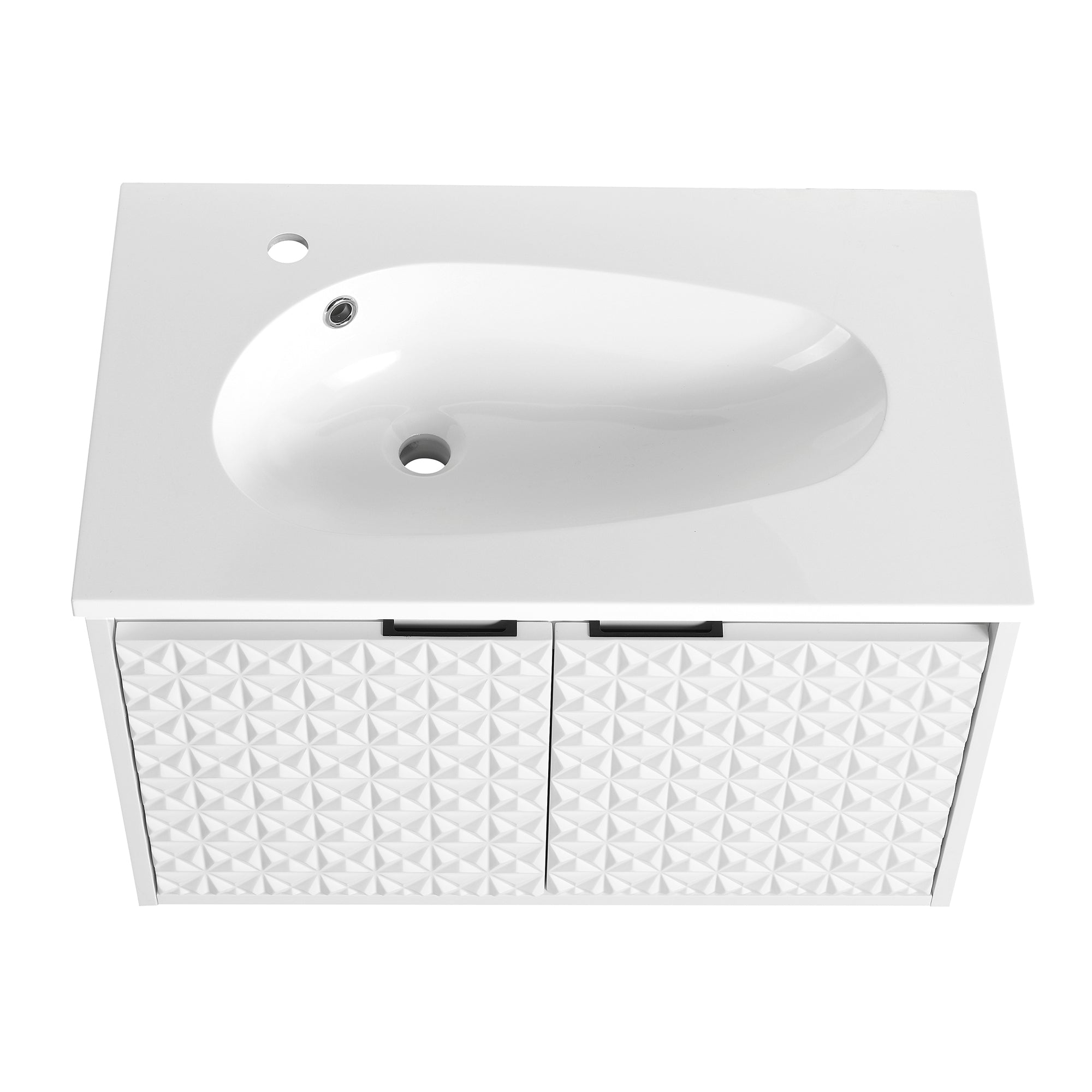 30/36 inch Wall Mounted Bathroom Vanity Set in White with Integrated Resin Sink