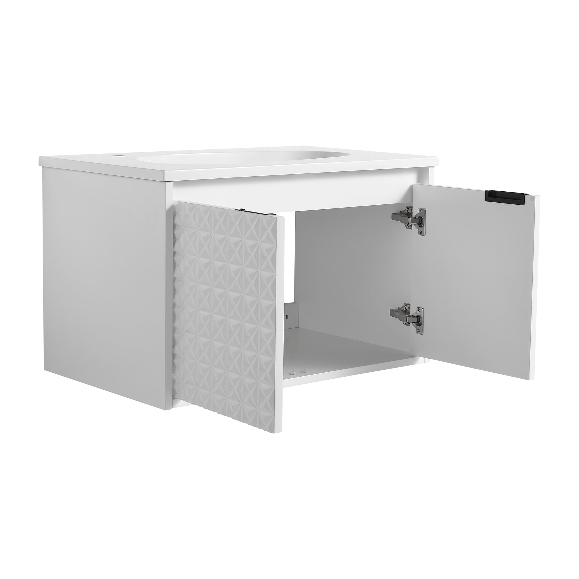 30/36 inch Wall Mounted Bathroom Vanity Set in White with Integrated Resin Sink