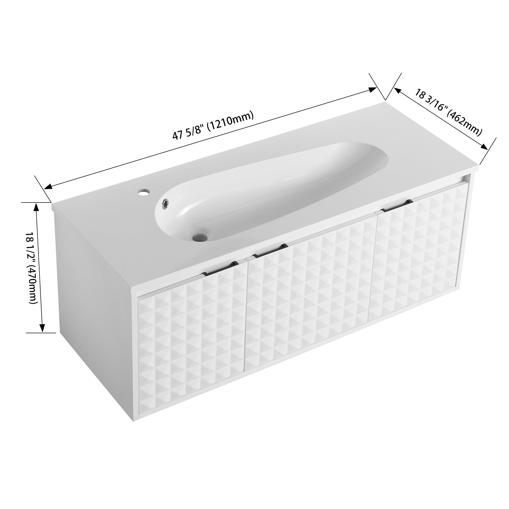 24/48 inch   Wall Mounted Bathroom Vanity Set in White with Integrated Ceramic Sink