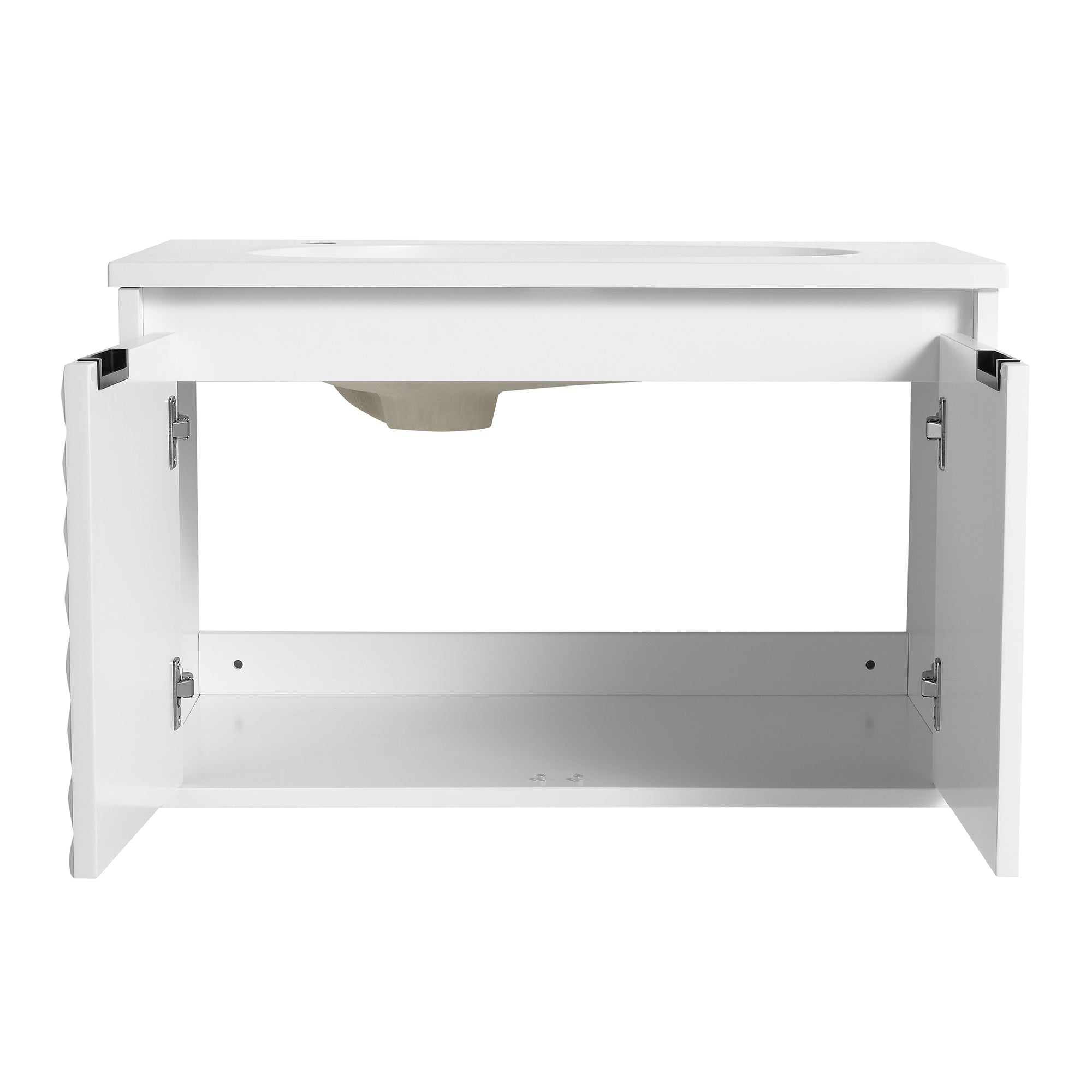 30/36 inch Wall Mounted Bathroom Vanity Set in White with Integrated Resin Sink