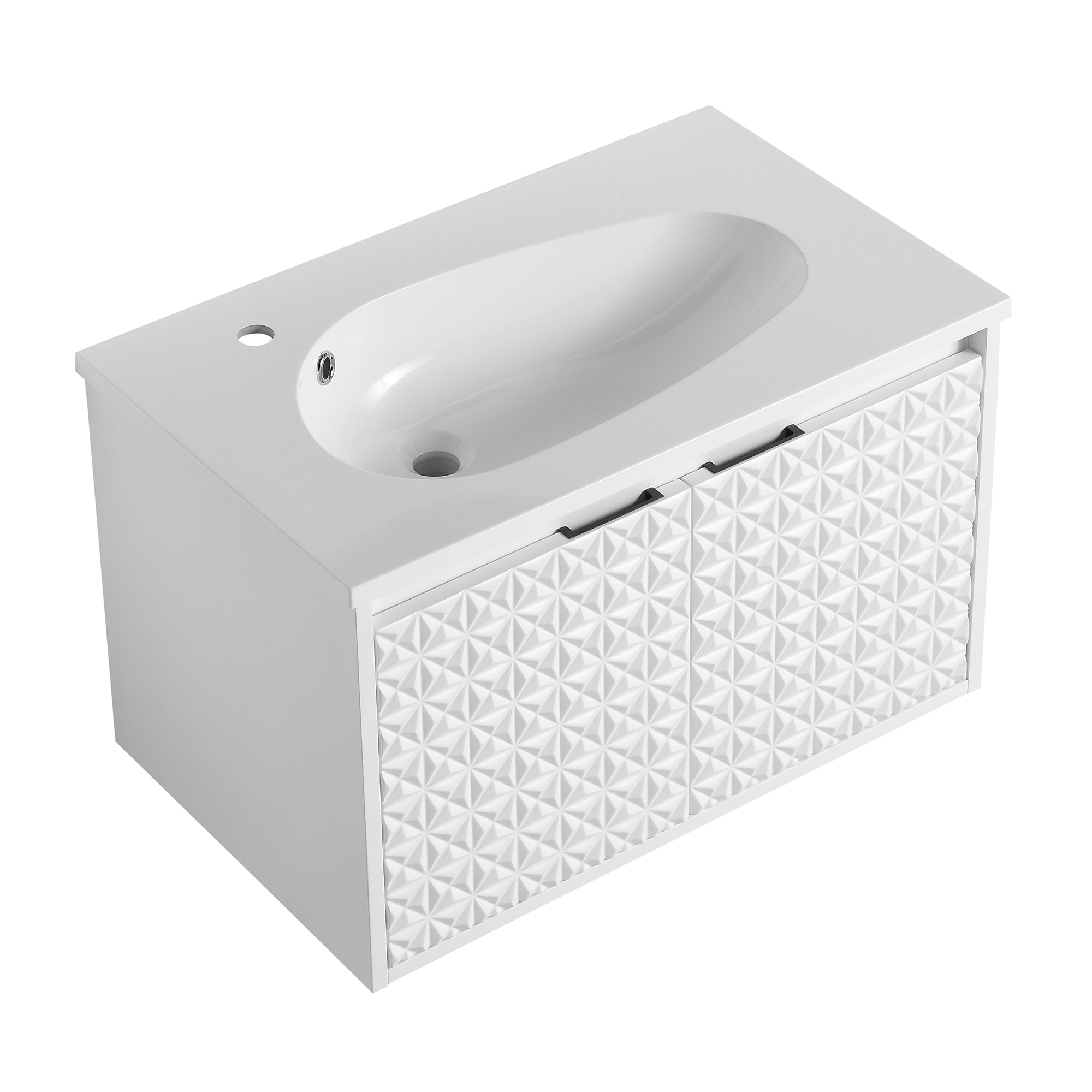 30/36 inch Wall Mounted Bathroom Vanity Set in White with Integrated Resin Sink