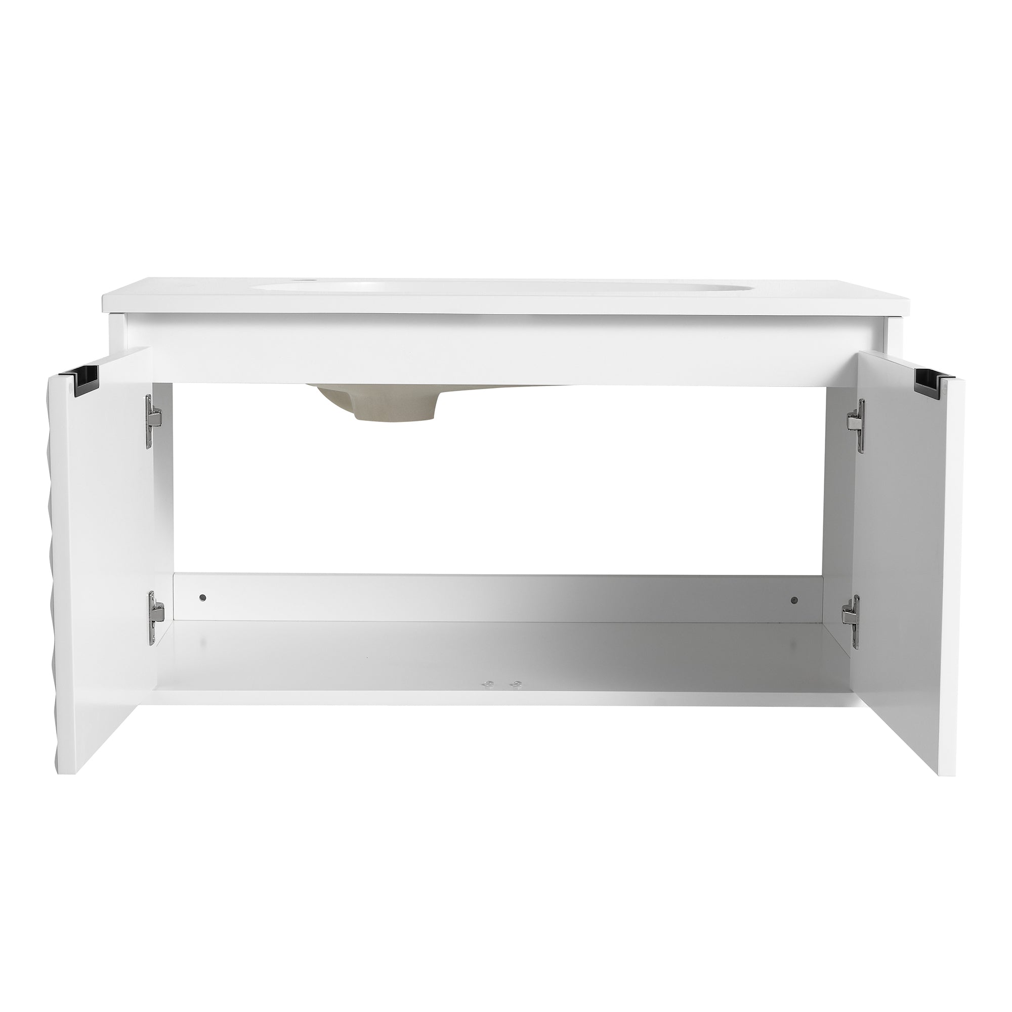 30/36 inch Wall Mounted Bathroom Vanity Set in White with Integrated Resin Sink