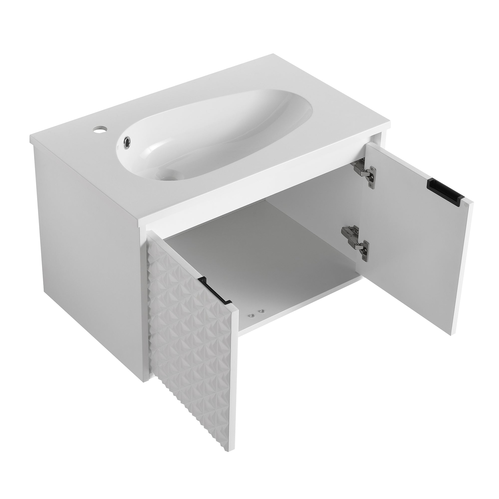 30/36 inch Wall Mounted Bathroom Vanity Set in White with Integrated Resin Sink