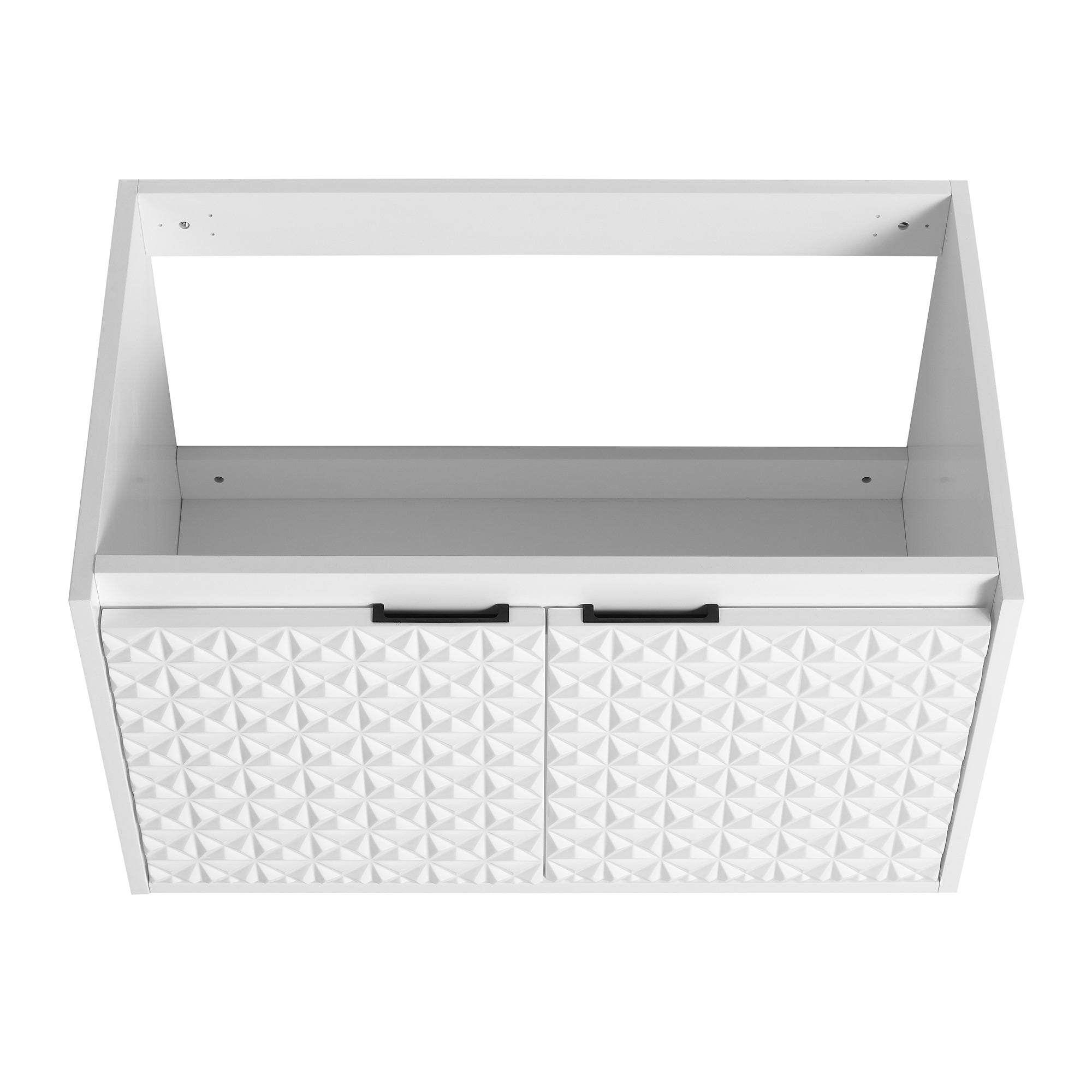 30/36 inch Wall Mounted Bathroom Vanity Set in White with Integrated Resin Sink
