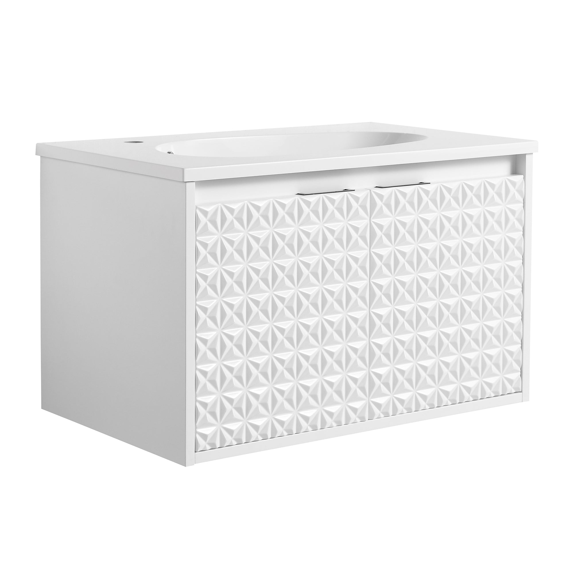 30/36 inch Wall Mounted Bathroom Vanity Set in White with Integrated Resin Sink