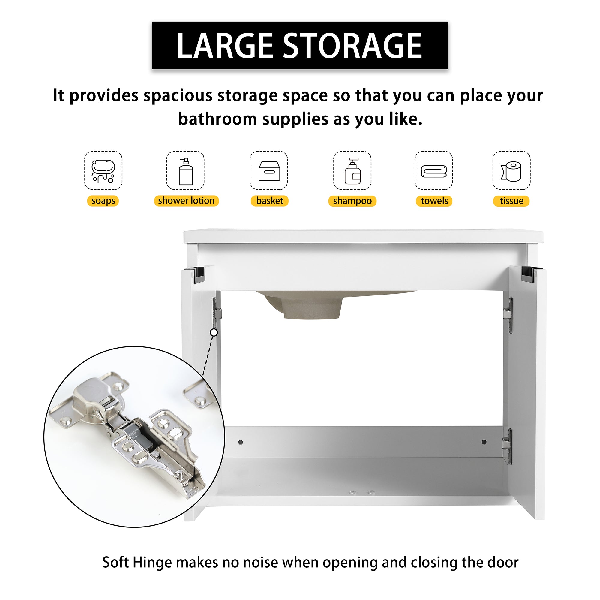 24/48 inch   Wall Mounted Bathroom Vanity Set in White with Integrated Ceramic Sink