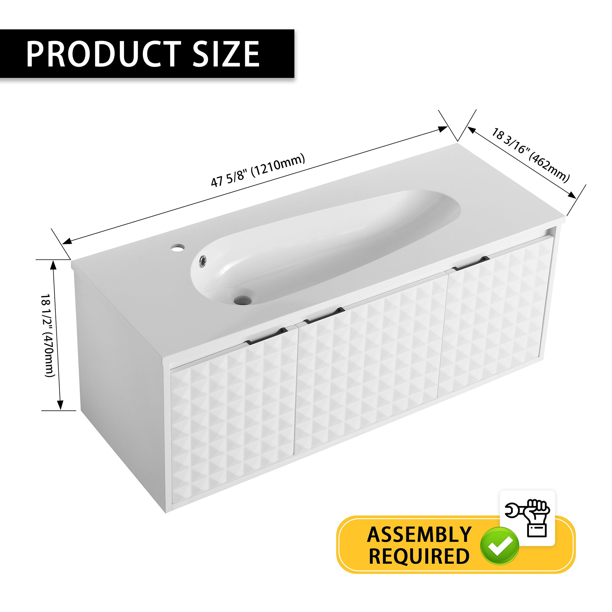 24/48 inch   Wall Mounted Bathroom Vanity Set in White with Integrated Ceramic Sink