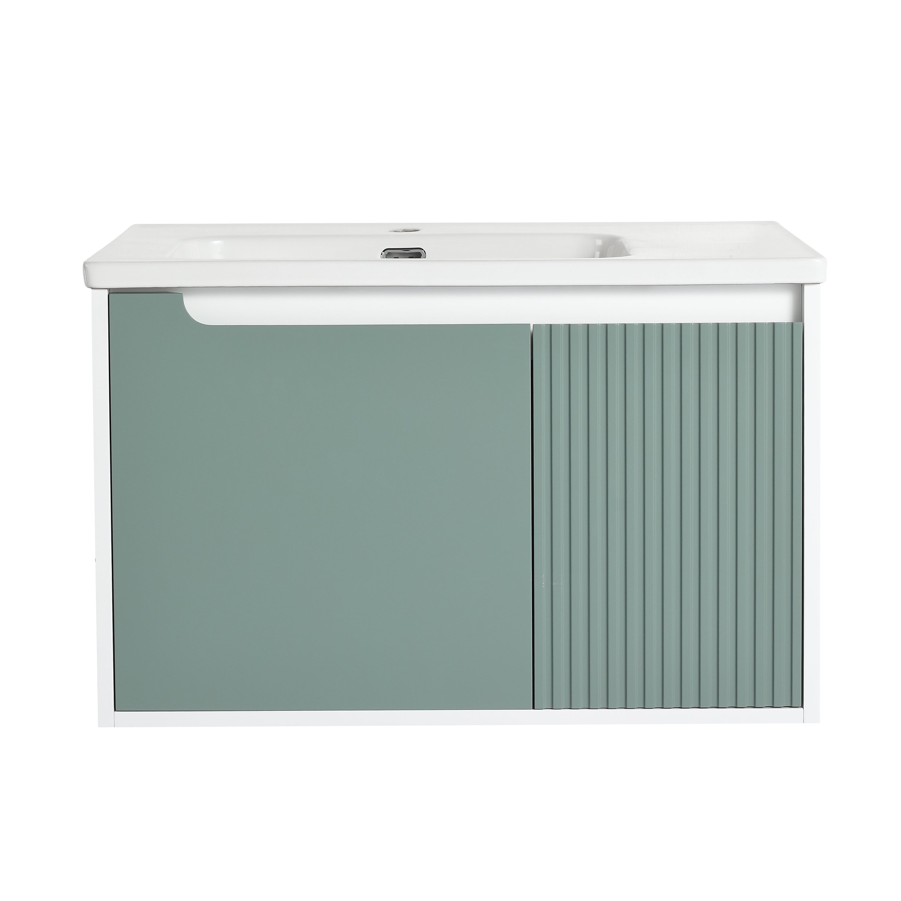 32/36/40 inch Wall Mounted Bathroom Vanity Set in Mint Green with Integrated Ceramic Sink