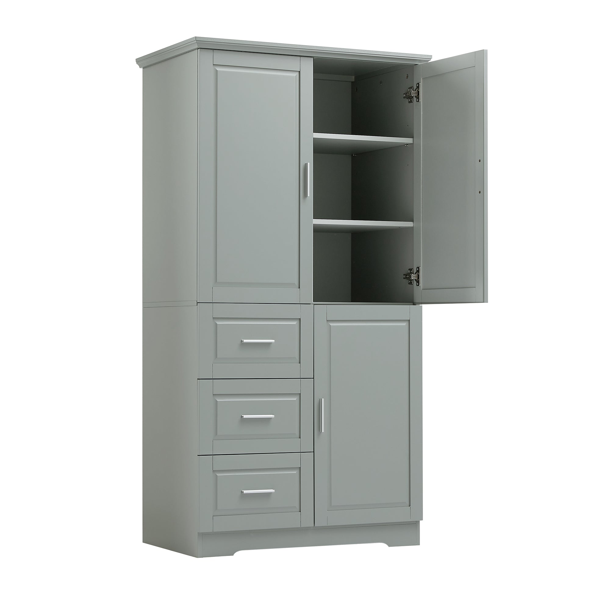 32 in. W x 72 in. H Storage Cabinet with Doors and Three Drawers