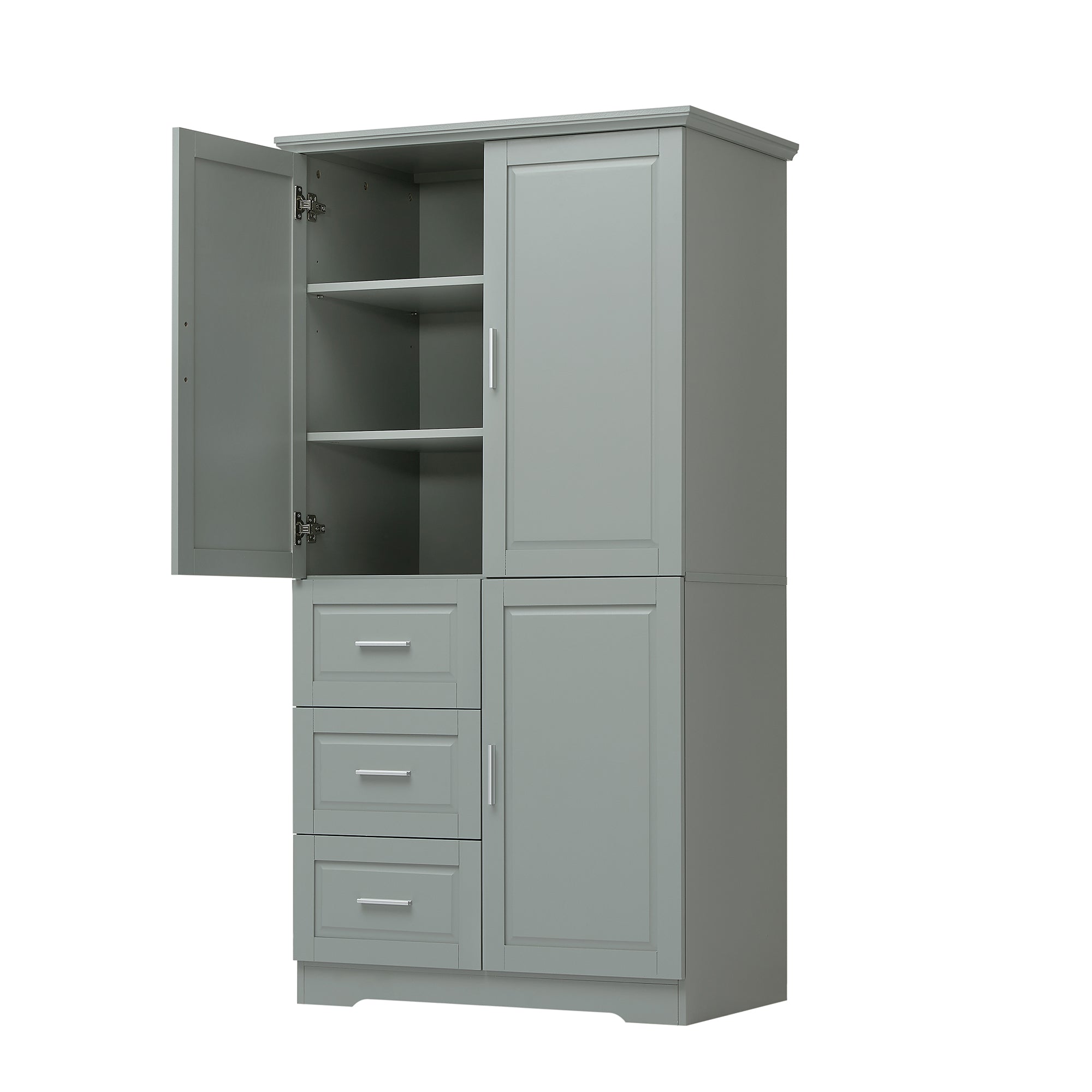 32 in. W x 72 in. H Storage Cabinet with Doors and Three Drawers