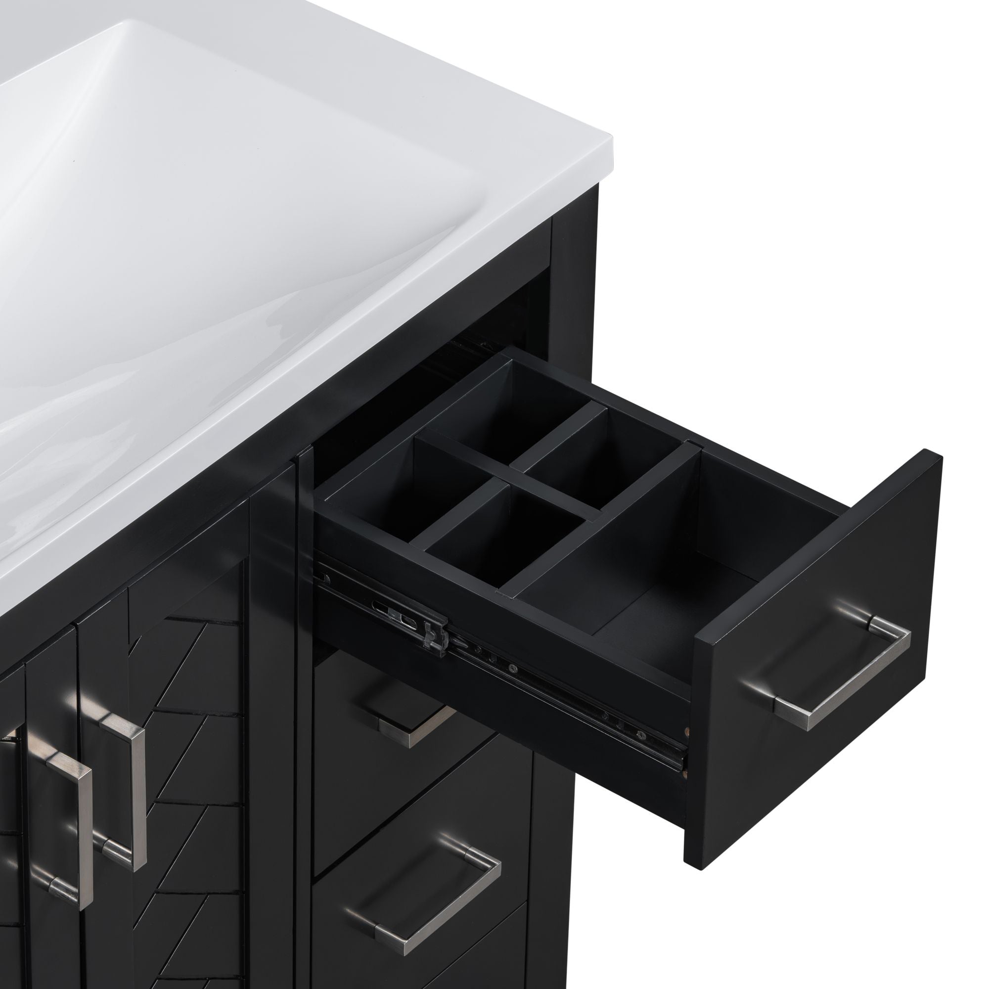 30 inches Freestanding Bathroom Vanity Set in Black with Integrated Resin Sink