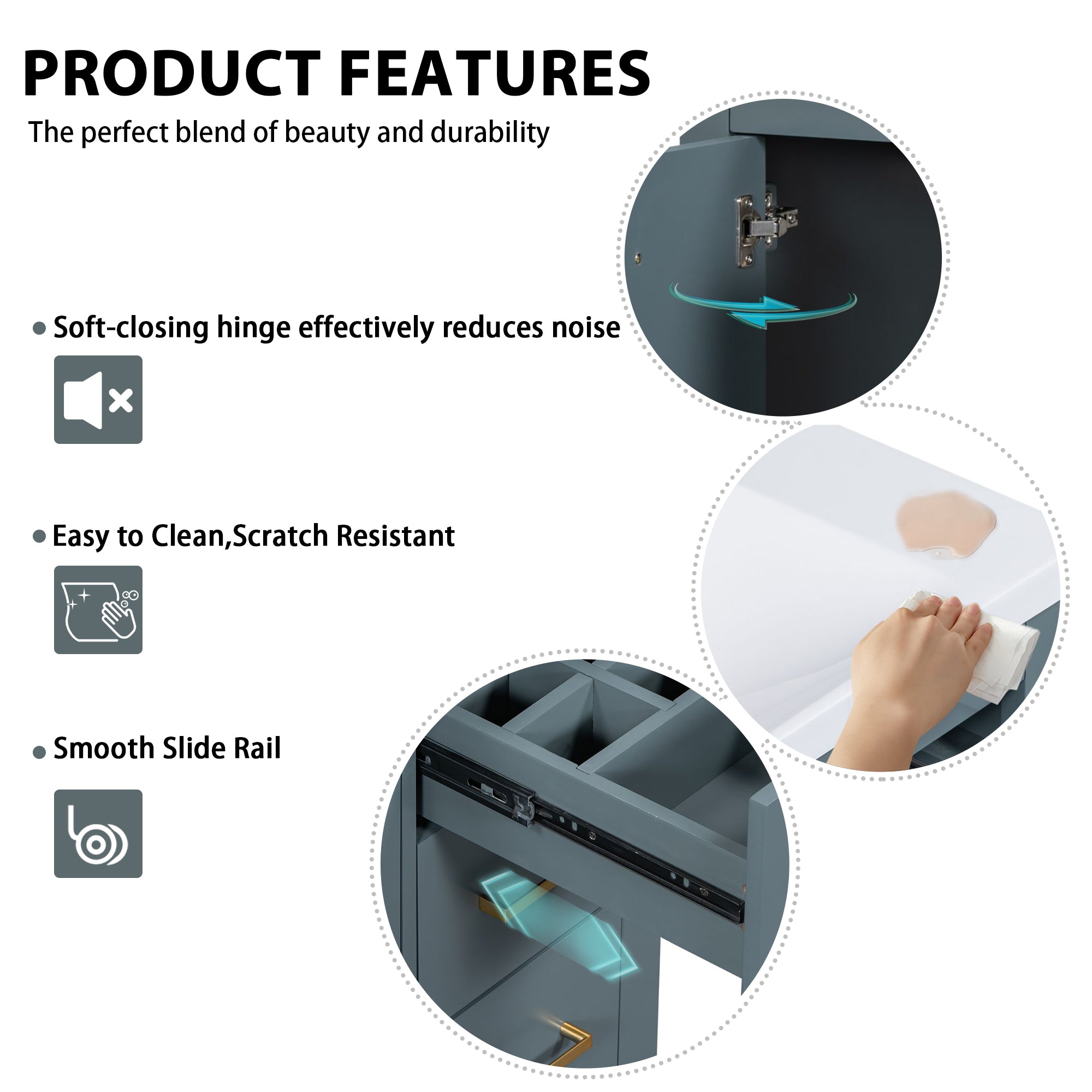 30 inches Freestanding Bathroom Vanity Set in Black with Integrated Resin Sink