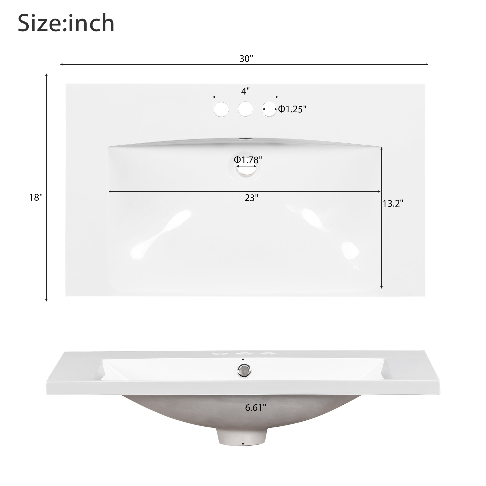 30 inches Freestanding Bathroom Vanity Set in Black with Integrated Resin Sink