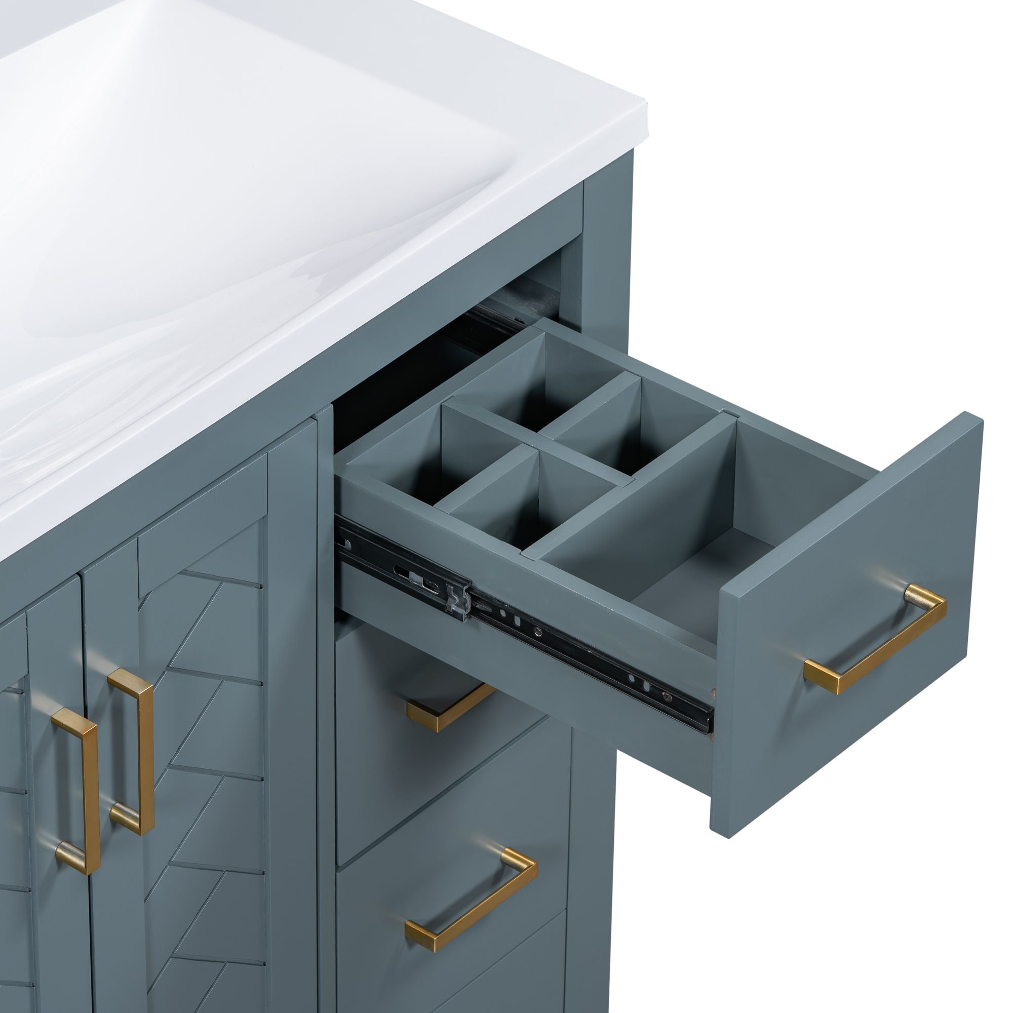 30 inches Freestanding Bathroom Vanity Set in Black with Integrated Resin Sink