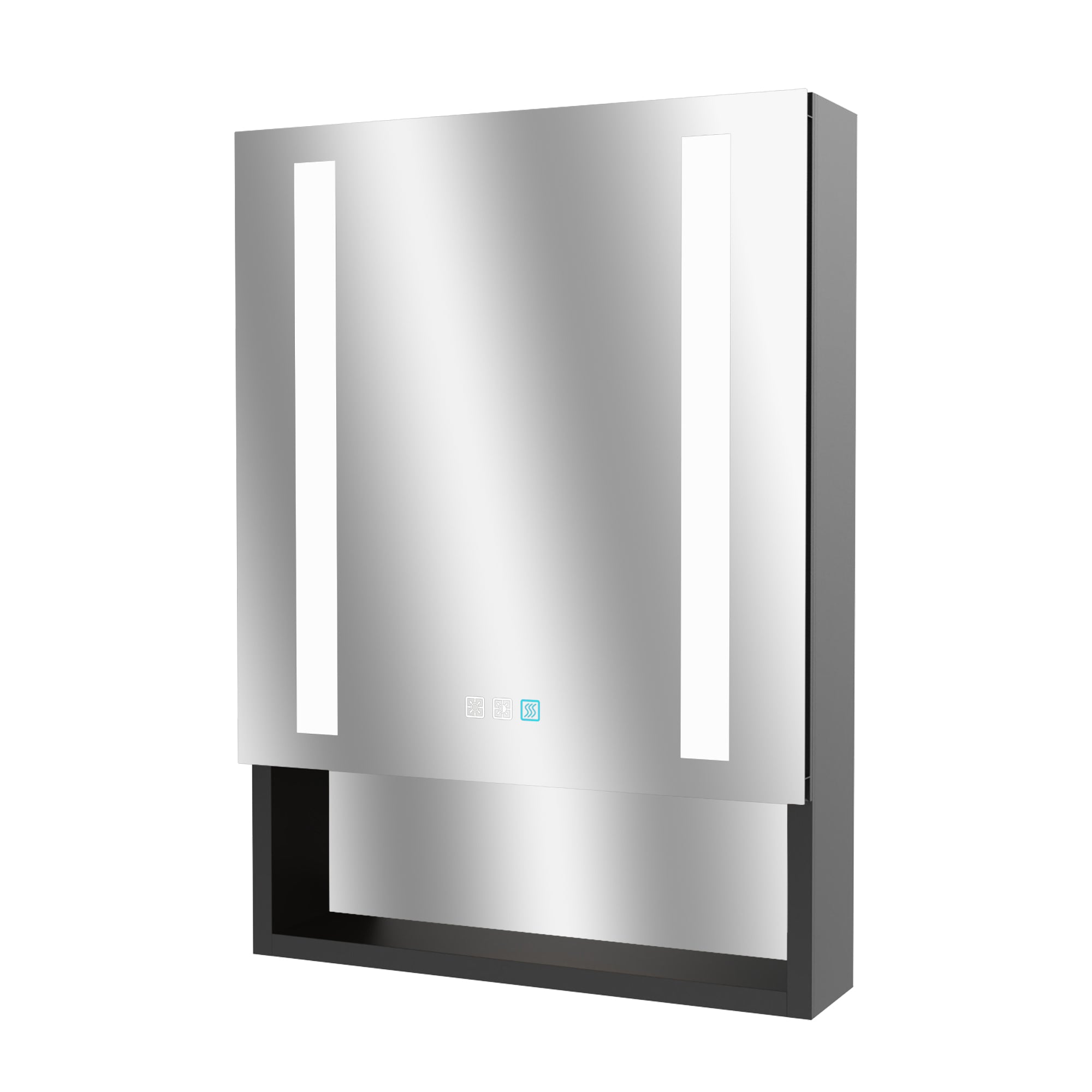 2Aluminum Surface/Recessed Mount Medicine Cabinet with Mirror, Outlet and Lights
