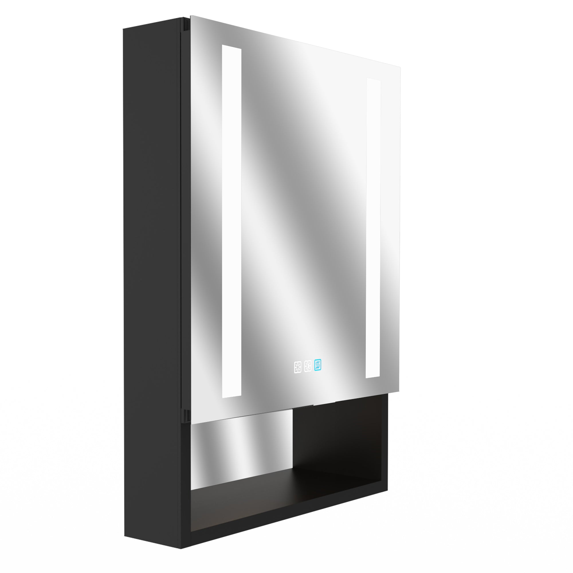 2Aluminum Surface/Recessed Mount Medicine Cabinet with Mirror, Outlet and Lights