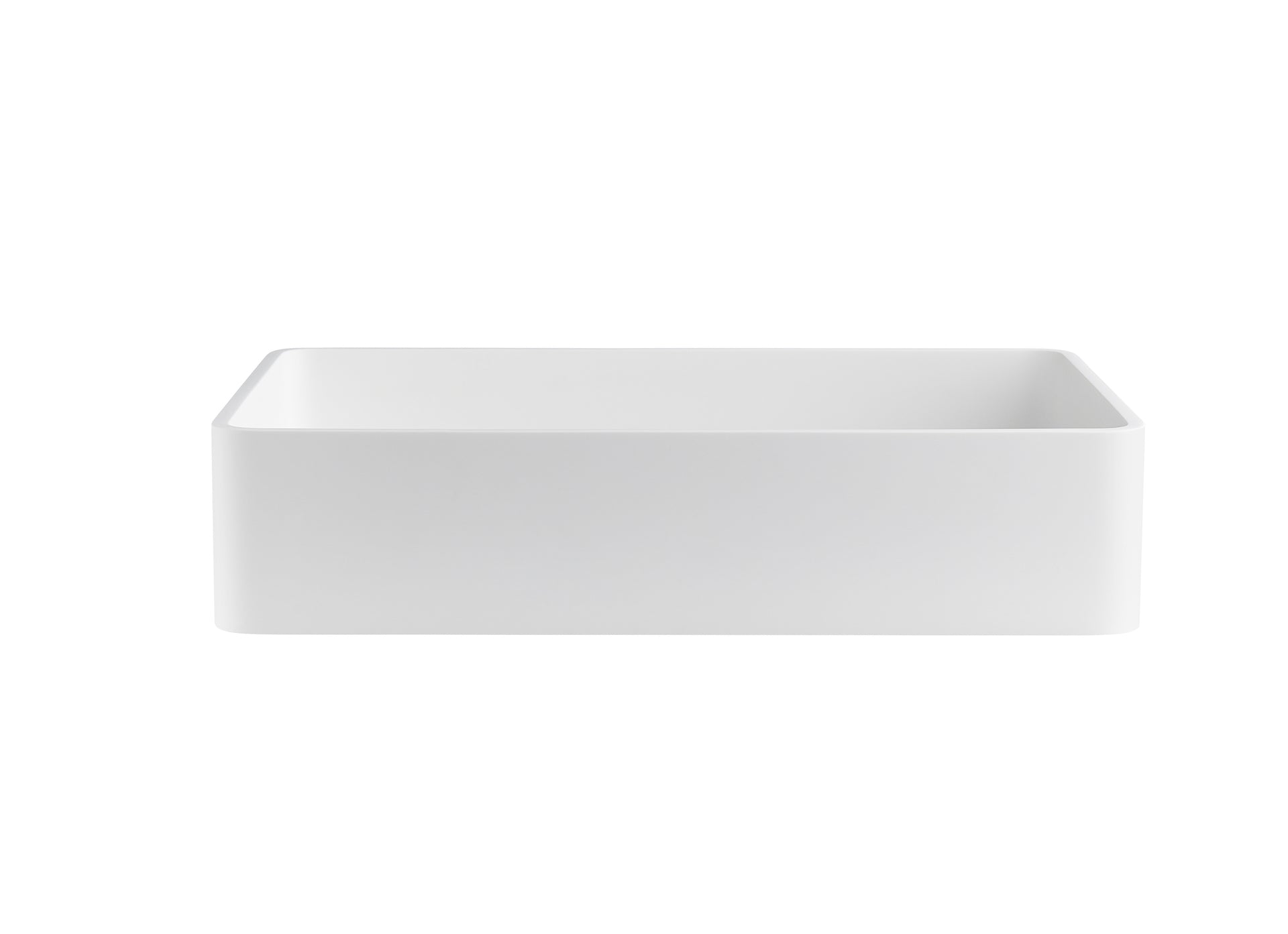 Stone Rectangular Vessel Bathroom Sink in Matte White