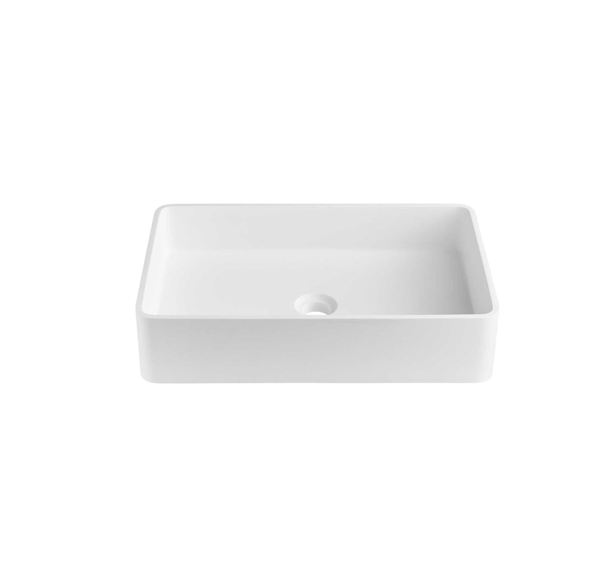 Stone Rectangular Vessel Bathroom Sink in Matte White