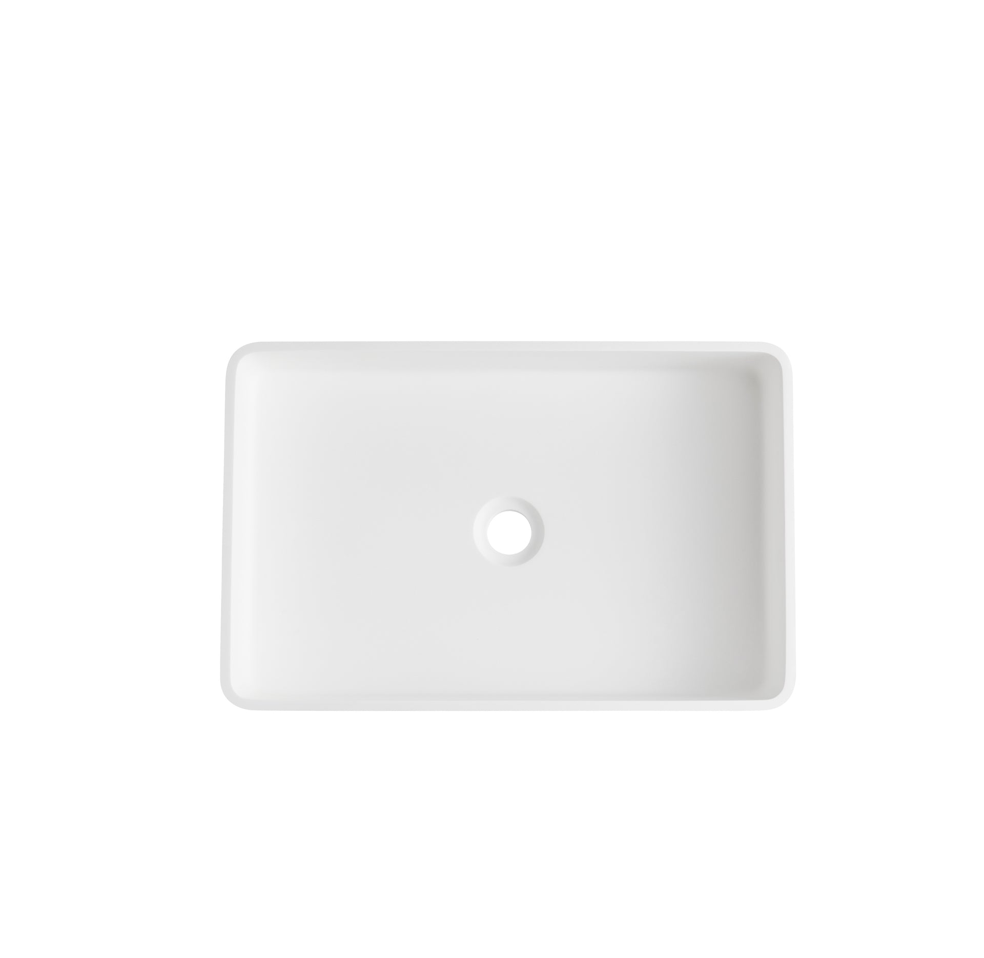 Stone Rectangular Vessel Bathroom Sink in Matte White