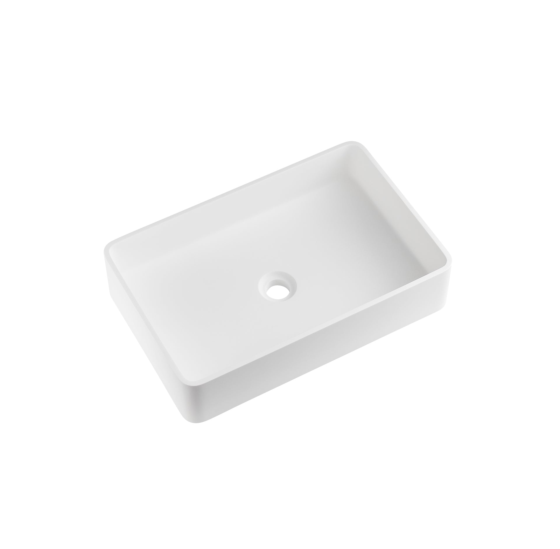 Stone Rectangular Vessel Bathroom Sink in Matte White