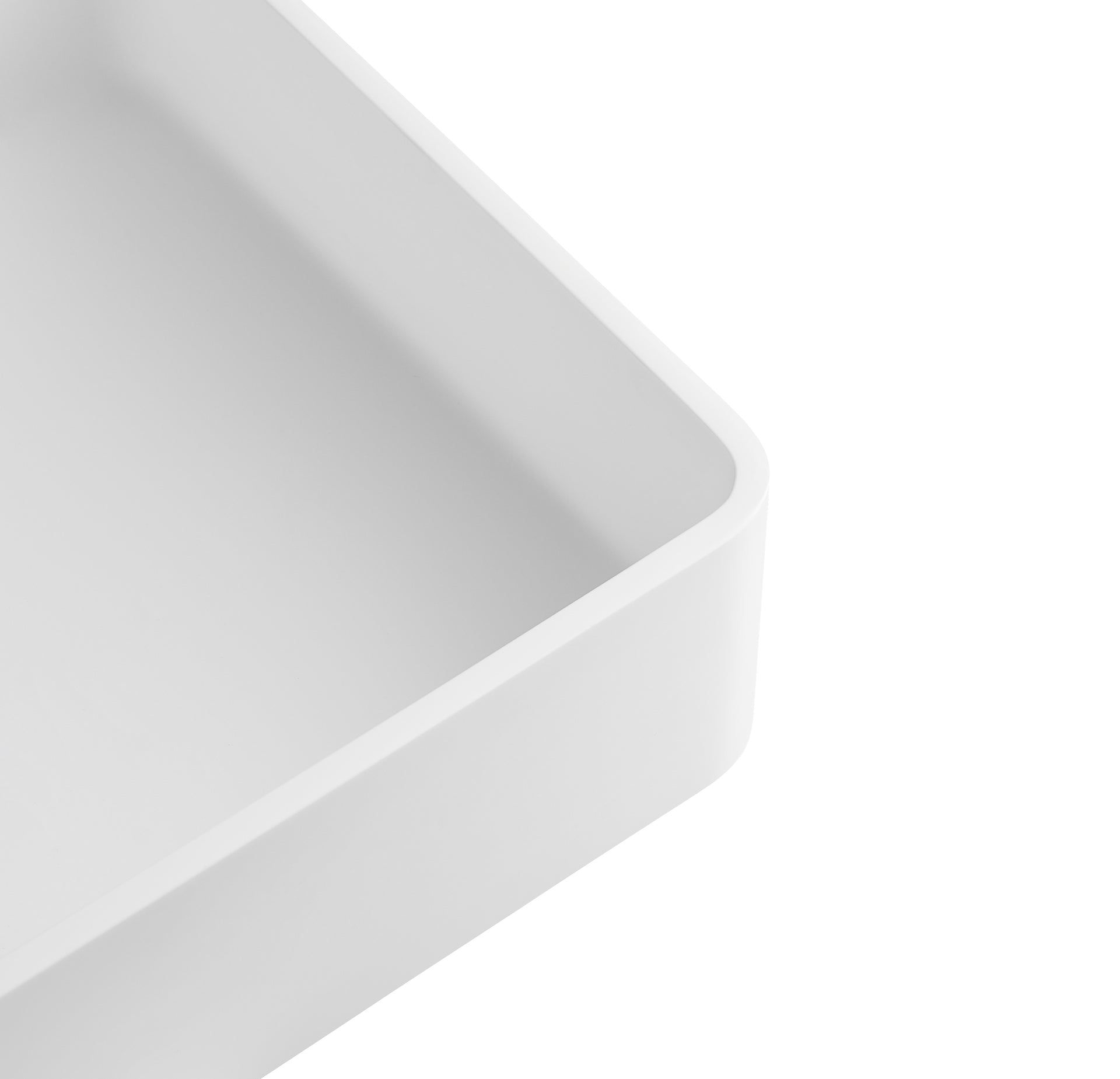 Stone Rectangular Vessel Bathroom Sink in Matte White