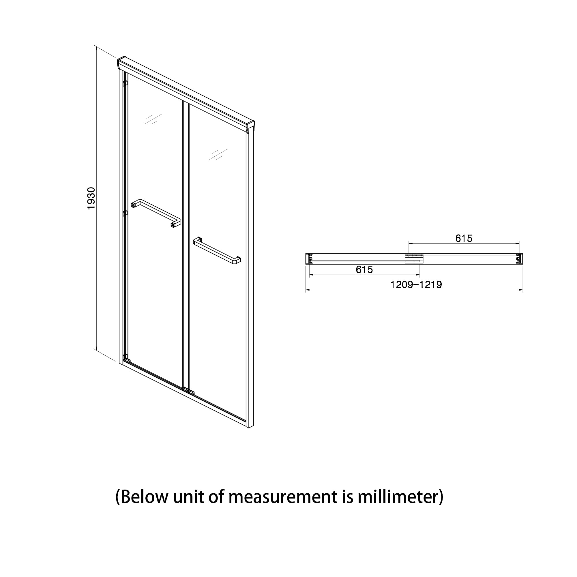 48 in. W x 76 in. H Semi-Frameless Shower Doors Double Sliding
