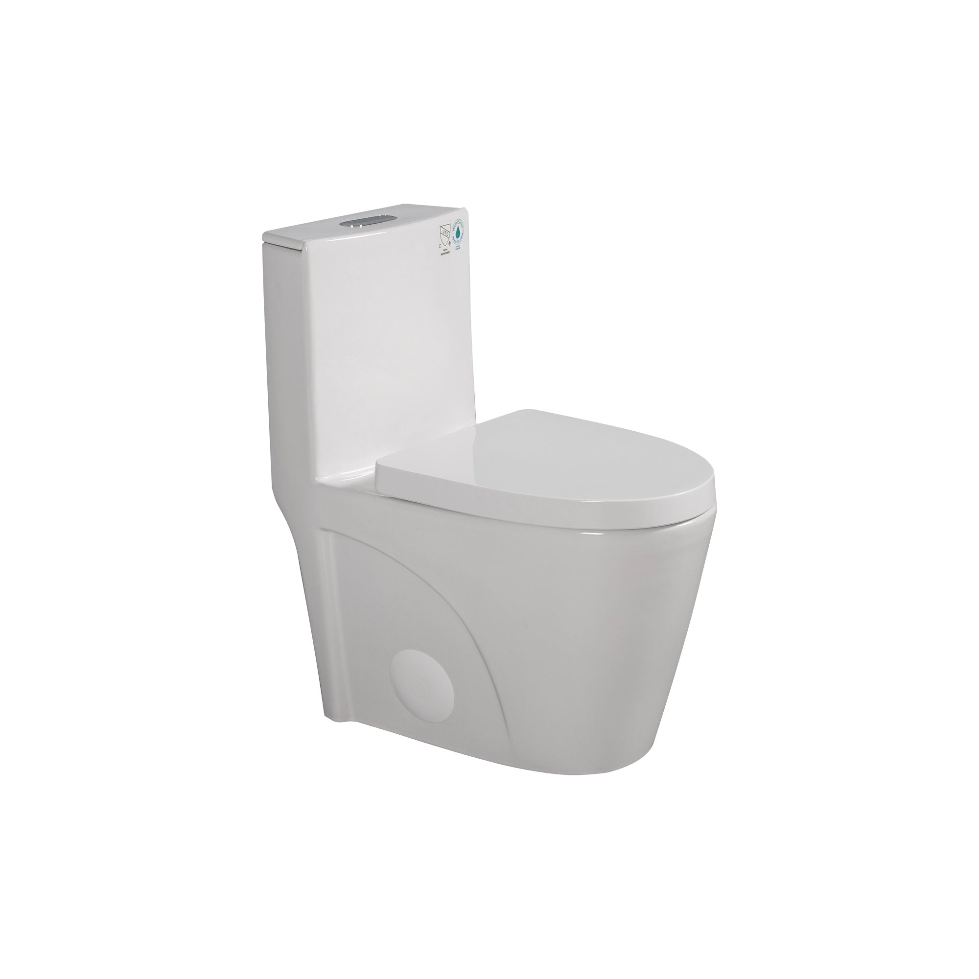 15 5/8 Inch One-piece 1.1/1.6 GPF Dual Flush Elongated Toilet with Soft-Close Seat