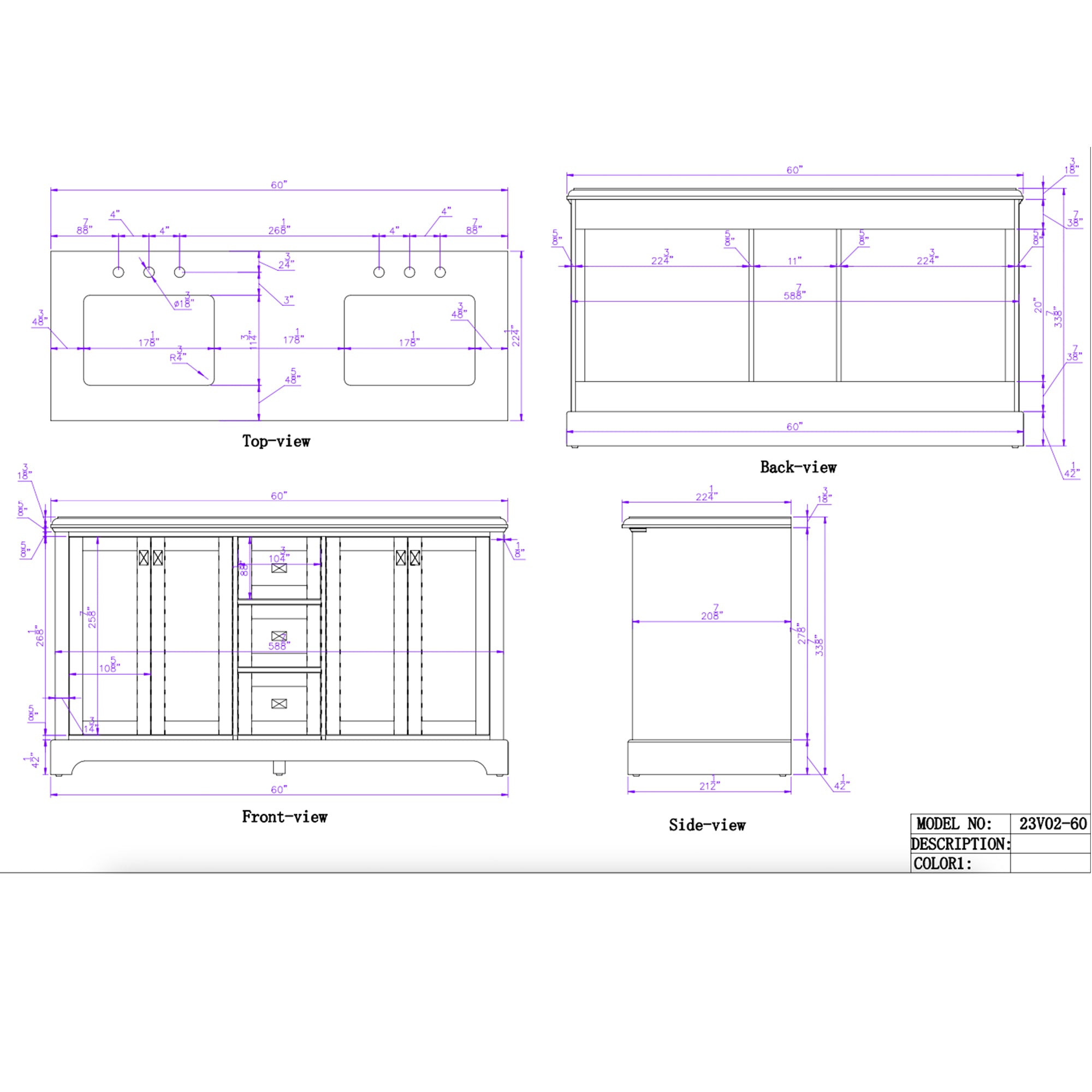 24/30 inch Plywood Freestanding Bathroom Vanity Set with Open Shelf and Ceramic Sink