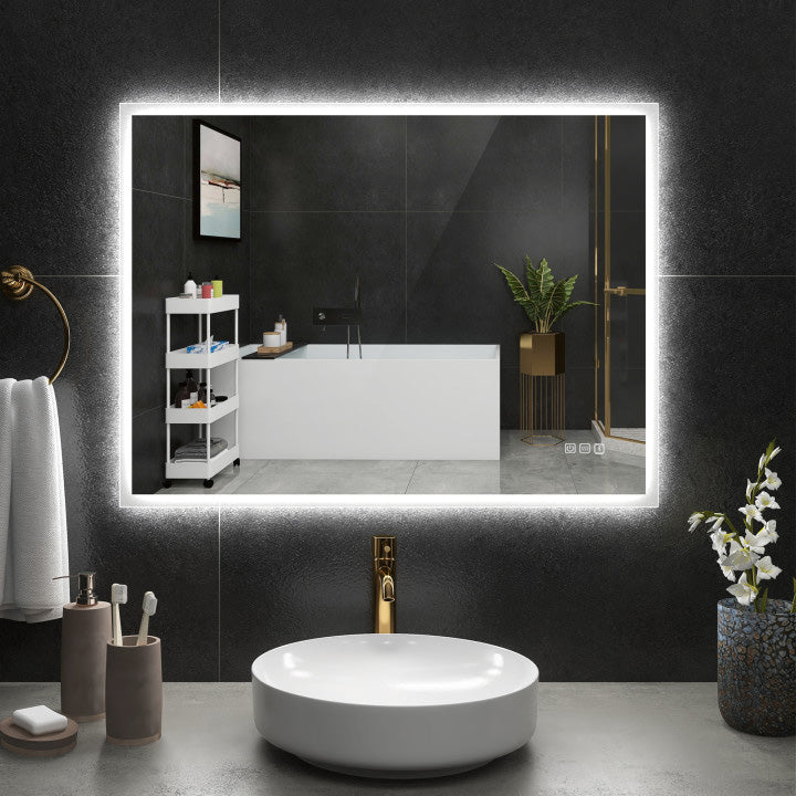 24 in. W x 35 in. H Large Oval Frameless Wall-Mount Anti-Fog LED Light Bathroom Vanity Mirror