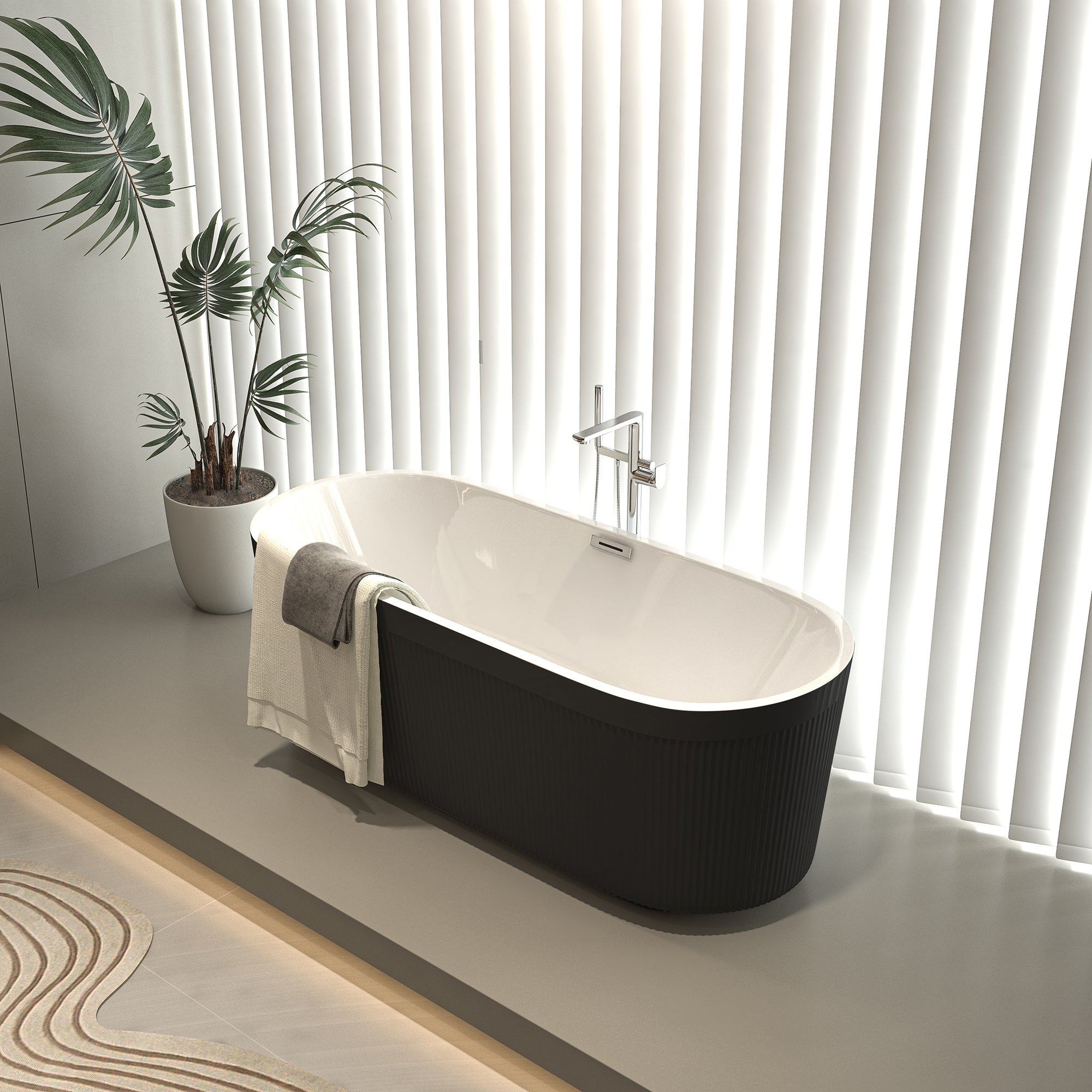 59 in. Acrylic Freestanding Flatbottom Soaking Bathtub