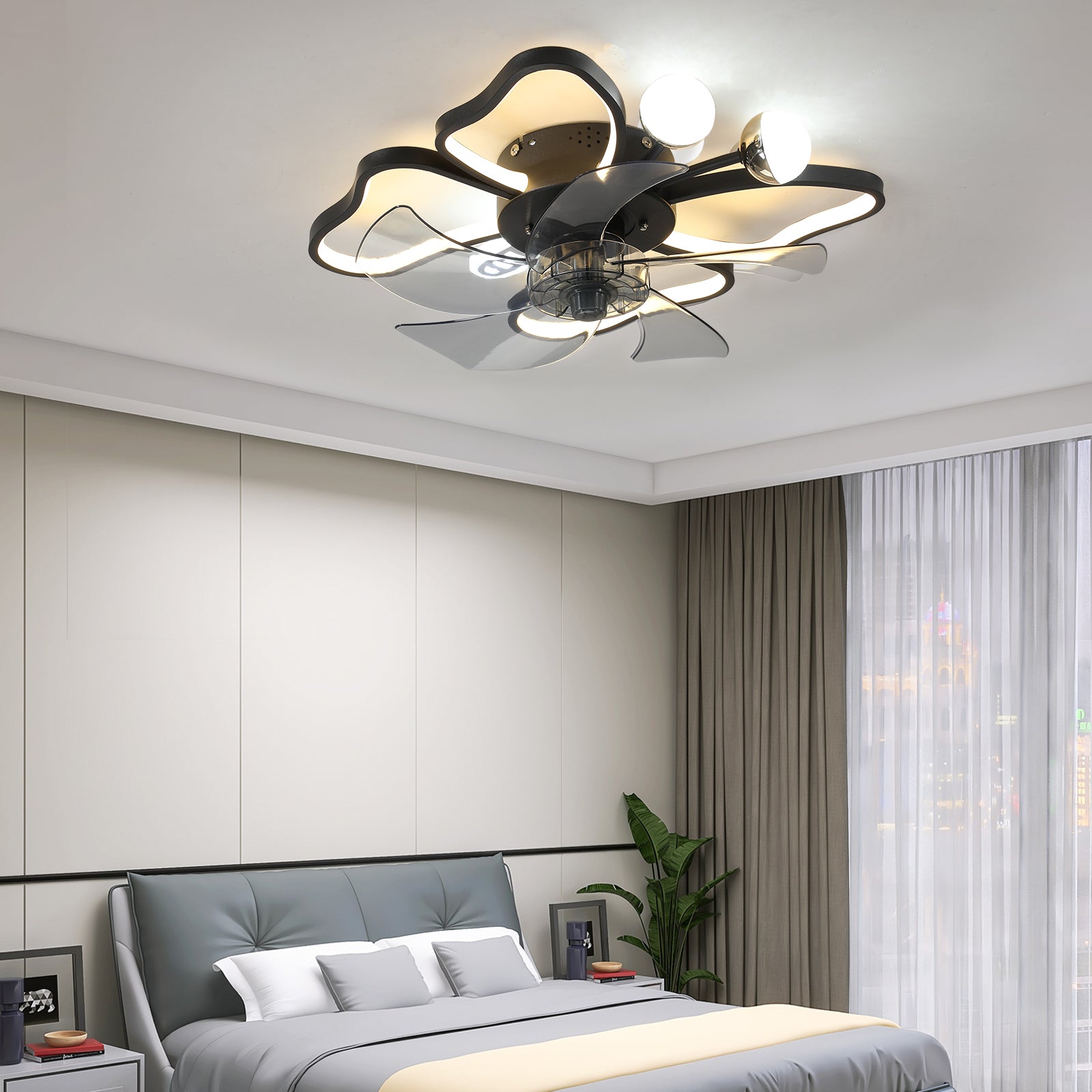 20 in. W x 6 in. H Iron Ceiling Fan in Black with LED Lights